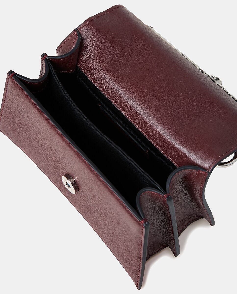 Mala a Tiracolo Média em Pele com Aba Grená-3