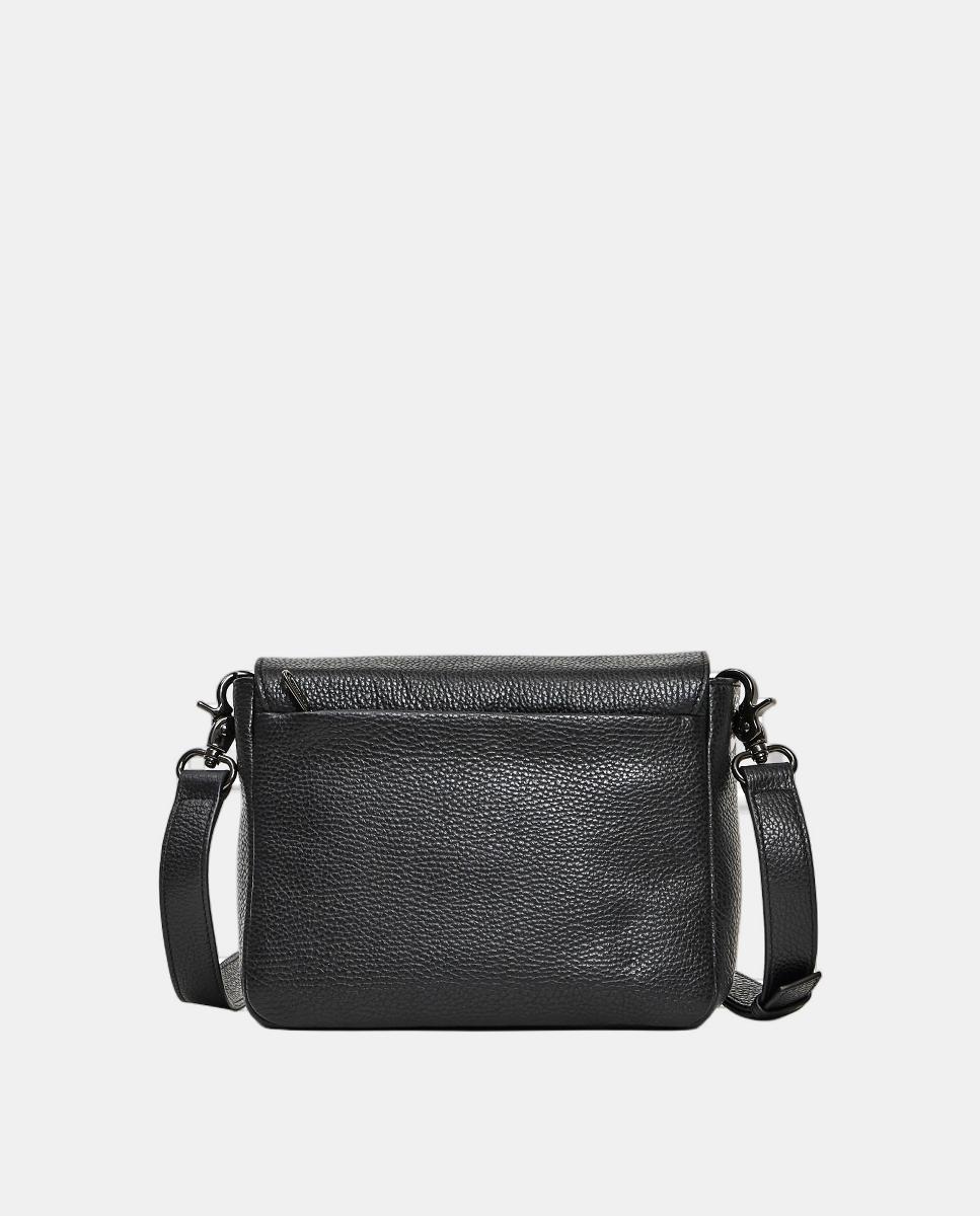 Mala de tiracolo em pele cor preta Preto-3