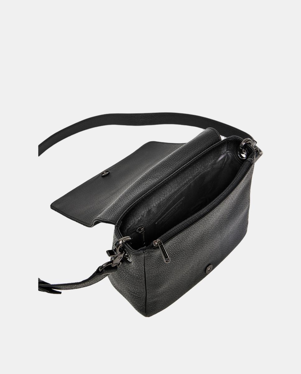 Mala de tiracolo em pele cor preta Preto-4