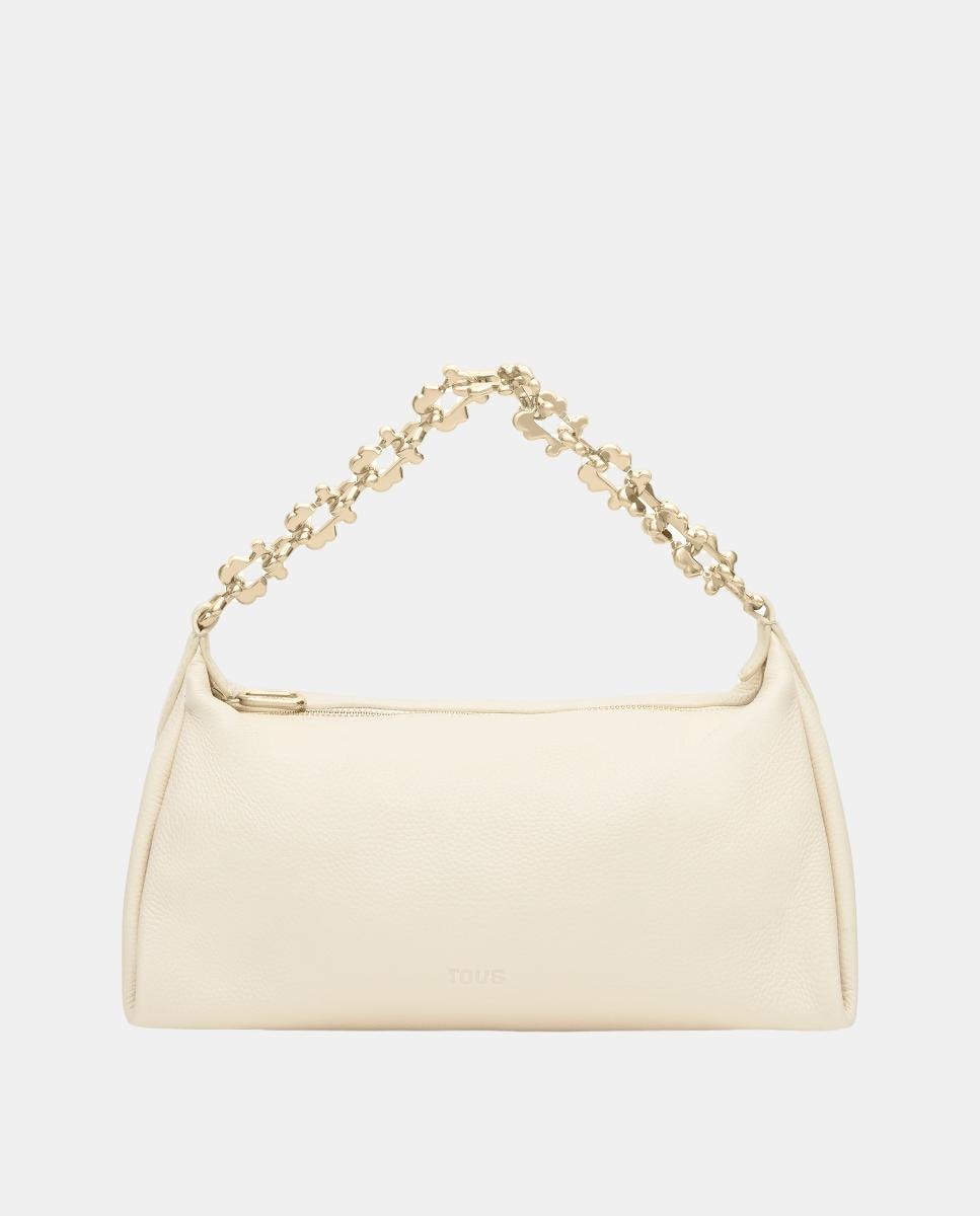 Mala a Tiracolo com Fecho de Correr e Alça Comprida Ajustável Bege-2