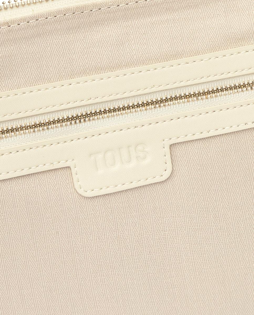 Mala a Tiracolo com Fecho de Correr e Alça Comprida Ajustável Bege-4