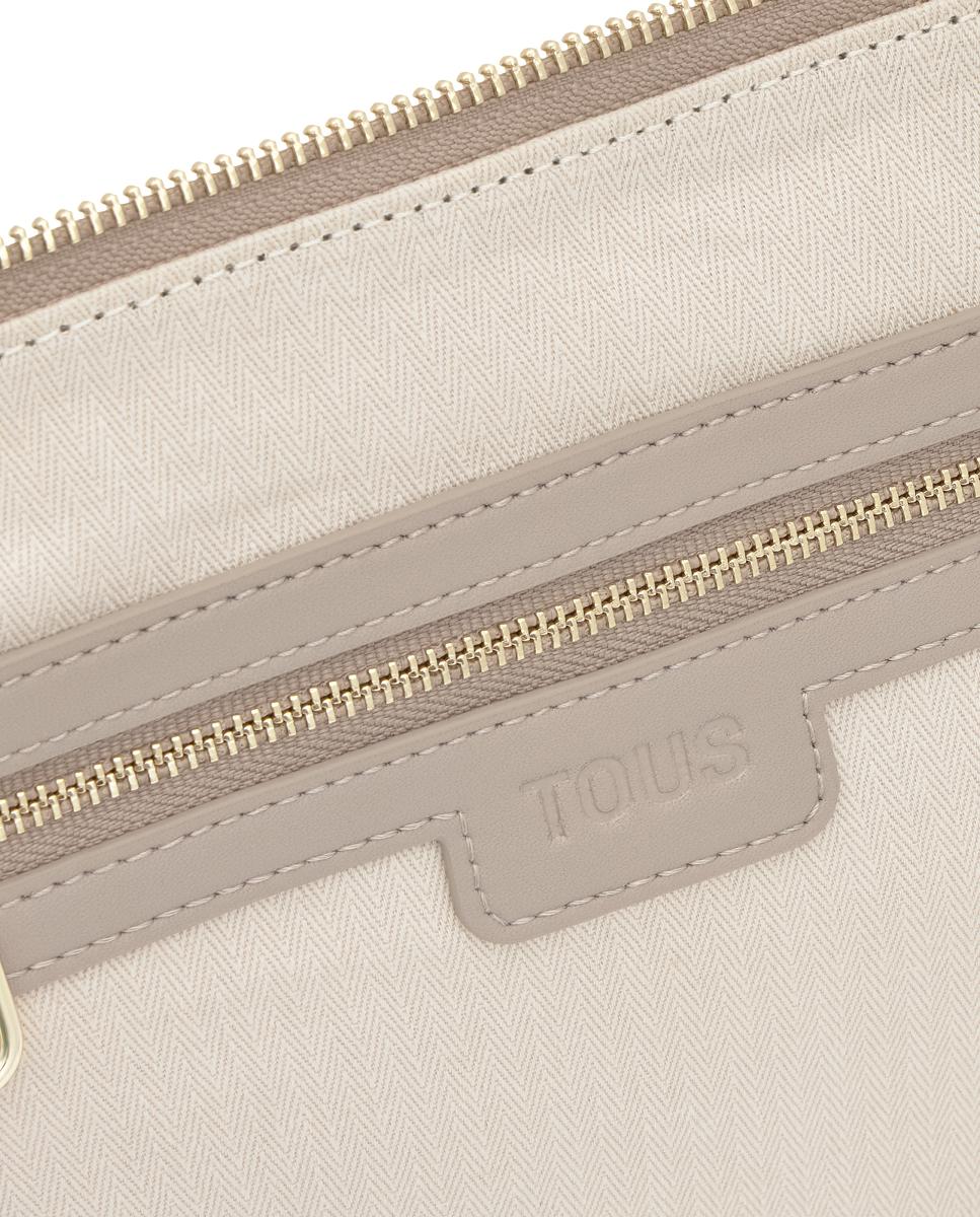 Mala a Tiracolo com Fecho de Correr e Alça Comprida Ajustável Taupe-3