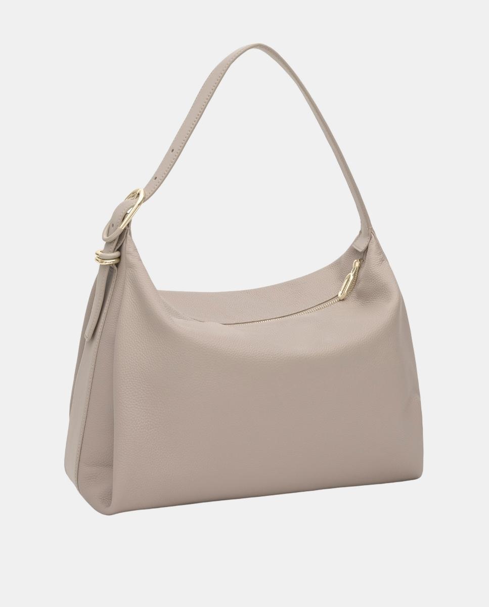 Mala de Ombro com Fecho de Correr e Alça Comprida Taupe-2