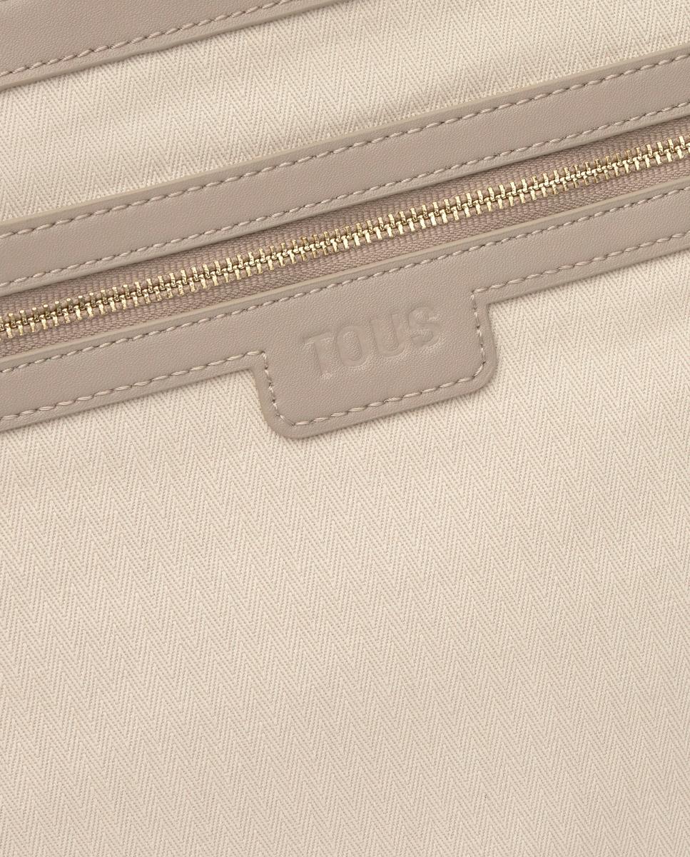 Mala de Ombro com Fecho de Correr e Alça Comprida Taupe-3