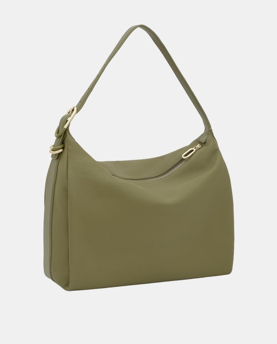 Mala de Ombro com Fecho de Correr e Alça Comprida Verde-escuro-2