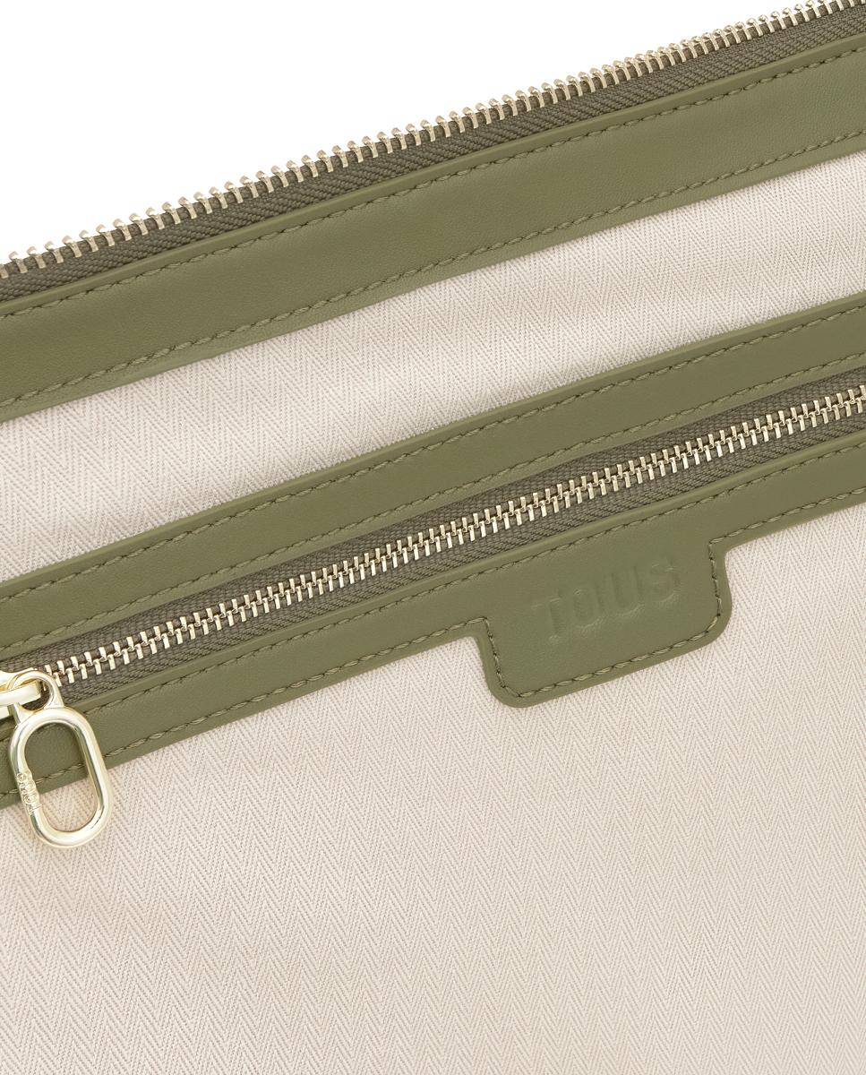 Mala de Ombro com Fecho de Correr e Alça Comprida Verde-escuro-3