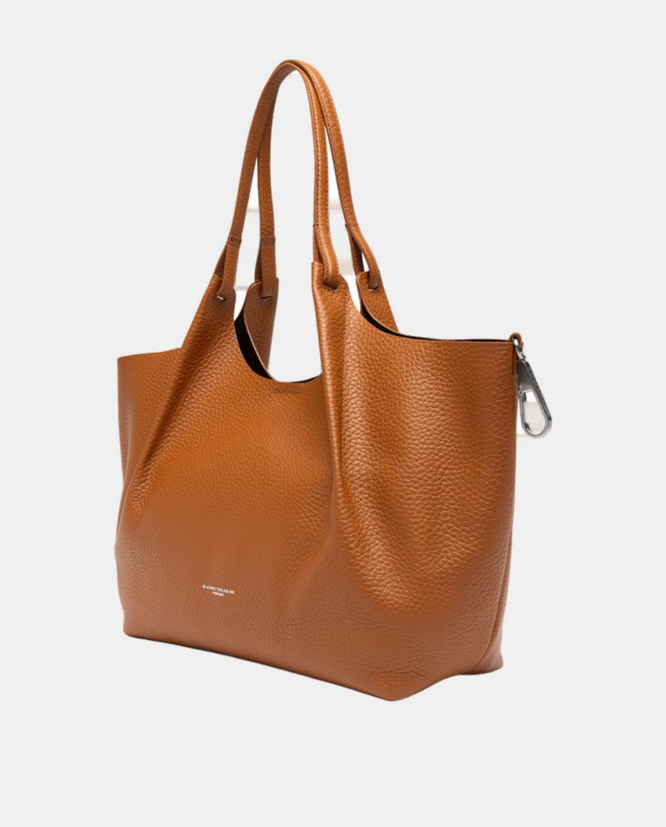 Mala Shopper Grande com Bolso Amovível em Pele - Roxo Castanho-2