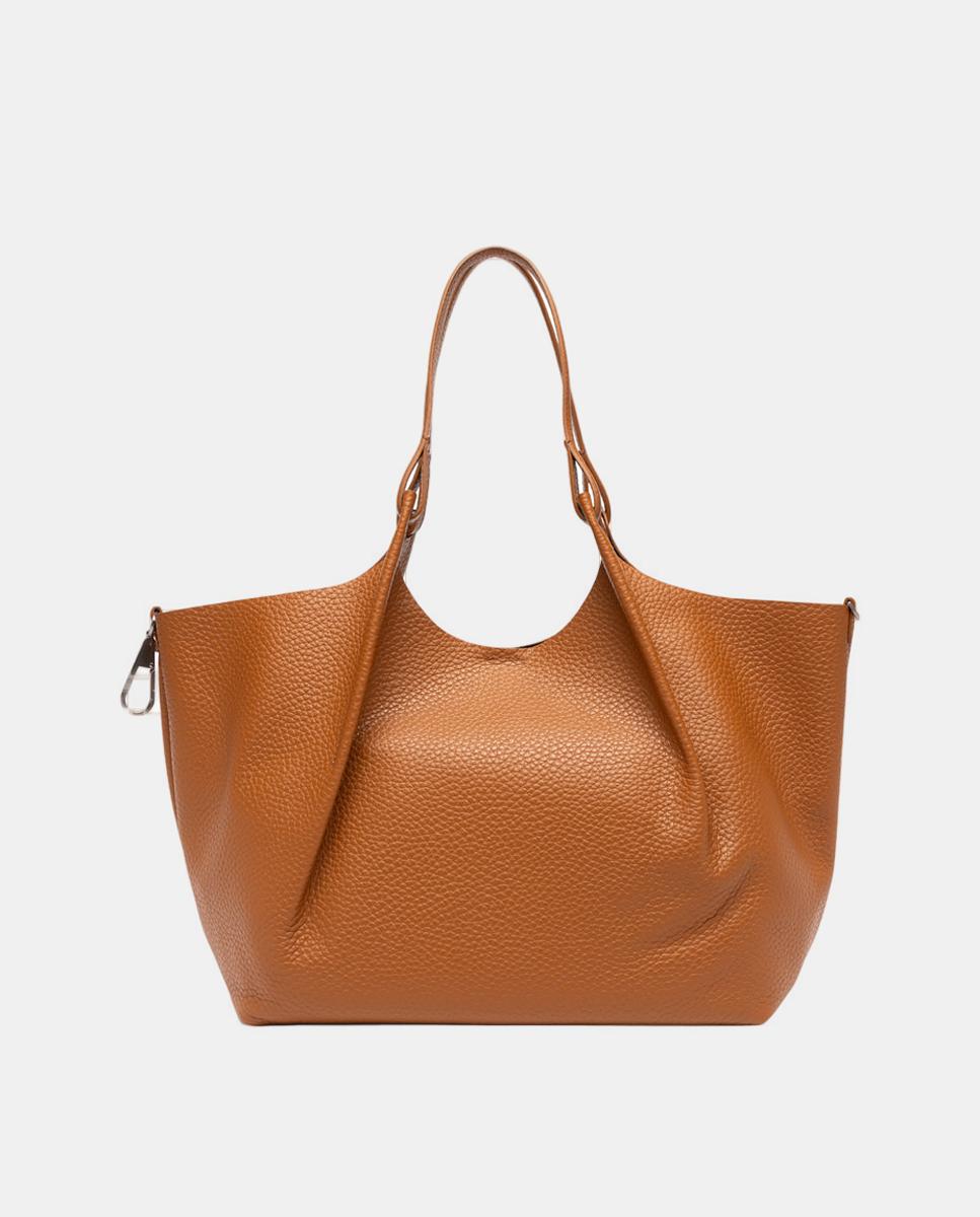 Mala Shopper Grande com Bolso Amovível em Pele - Roxo Castanho-4