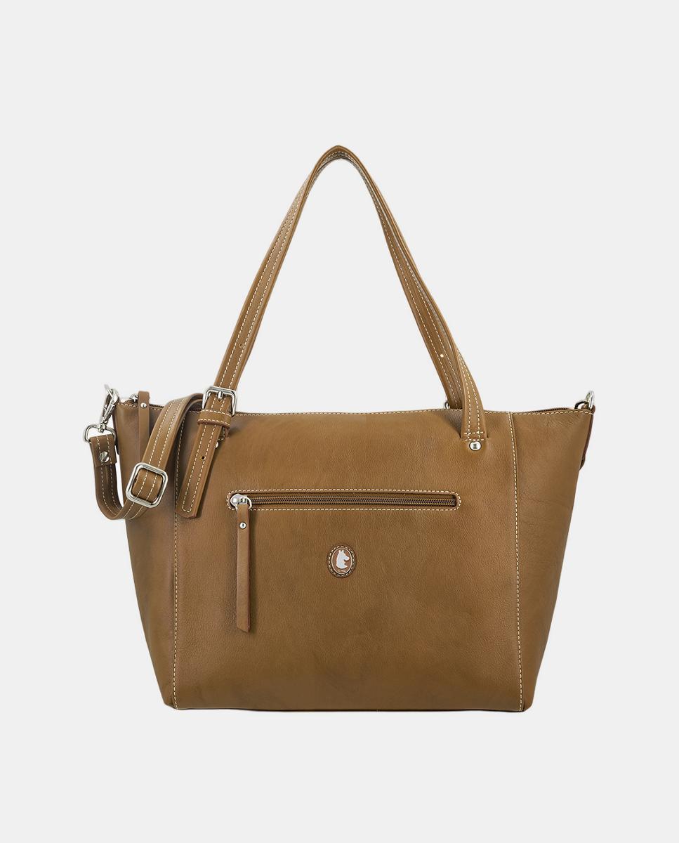 Mala Tipo Cesta com Alças de Ombro e Alça de Tiracolo Ajustável Camel-1