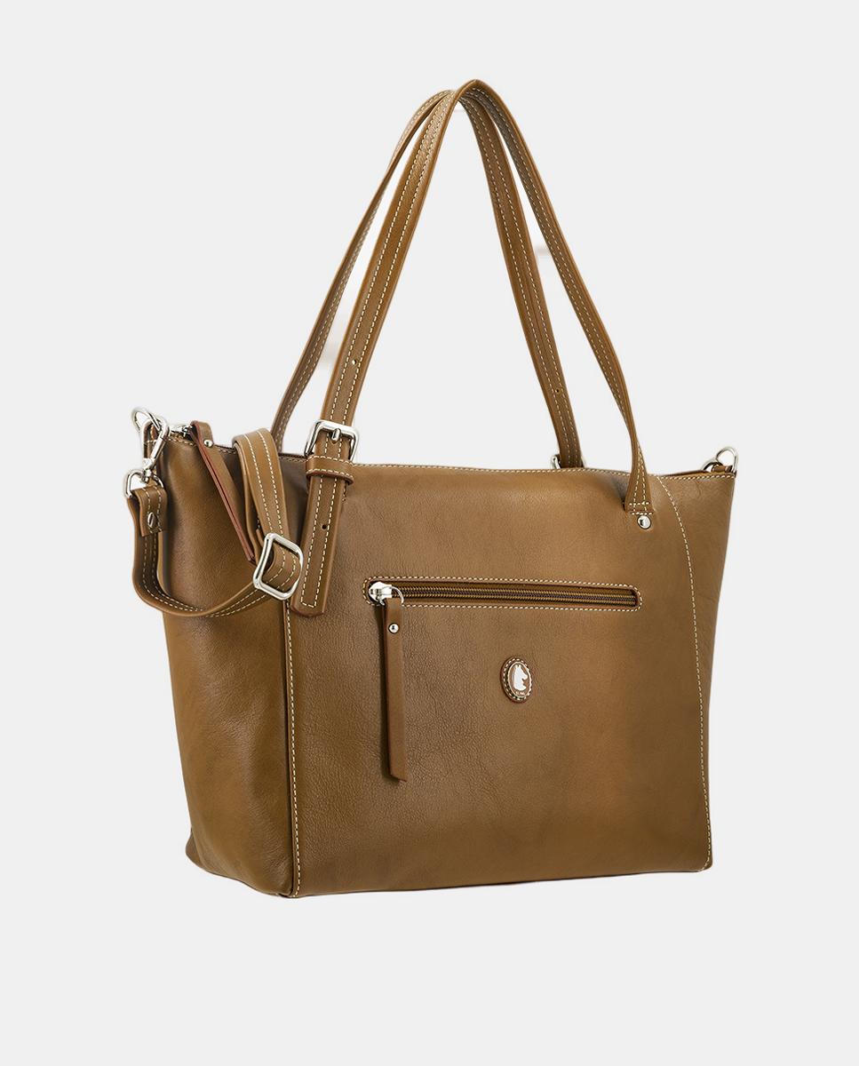 Mala Tipo Cesta com Alças de Ombro e Alça de Tiracolo Ajustável Camel-2