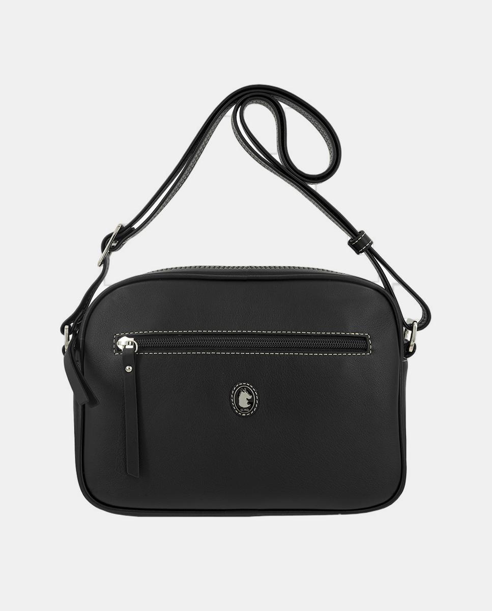 Bolso bandolera con tres departamentos exteriores - El Potro - Negro Negro-1