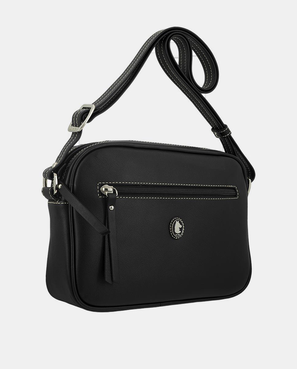 Bolso bandolera con tres departamentos exteriores - El Potro - Negro Negro-2
