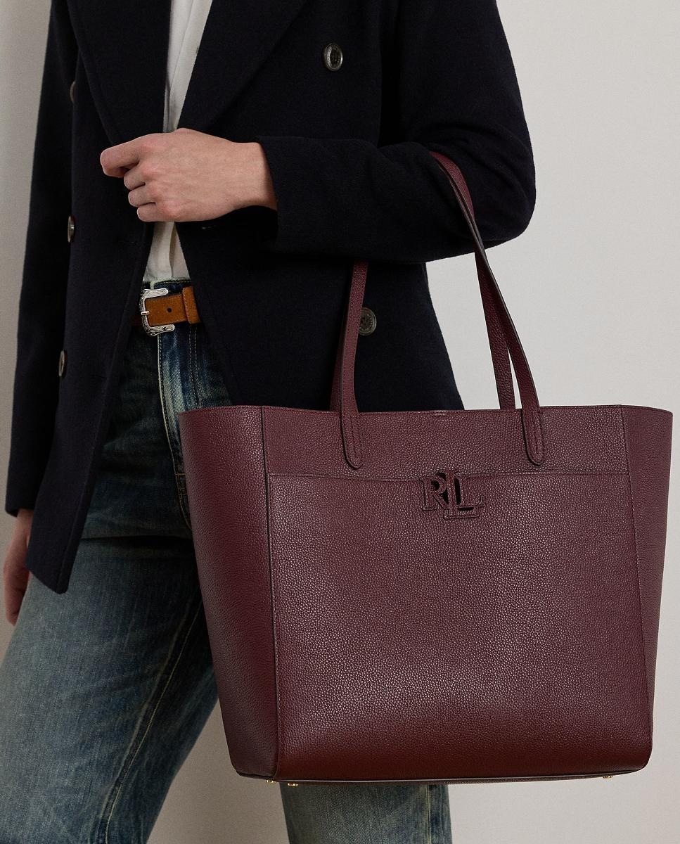 Mala Tipo Tote Cameryn Grande em Pele Granulada Grená-6