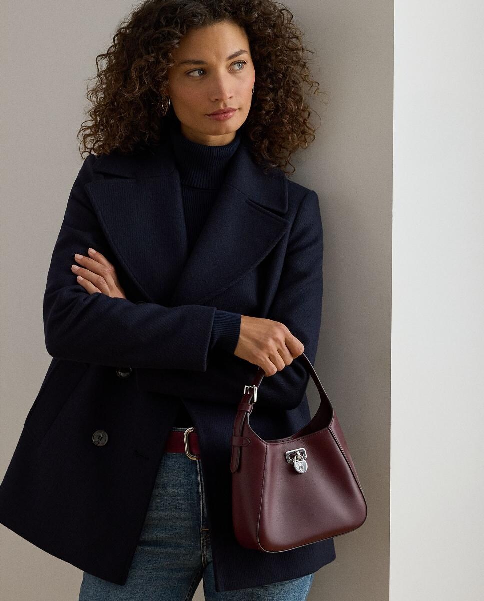 Mala de Ombro Tanner Pequena em Pele Grená-6