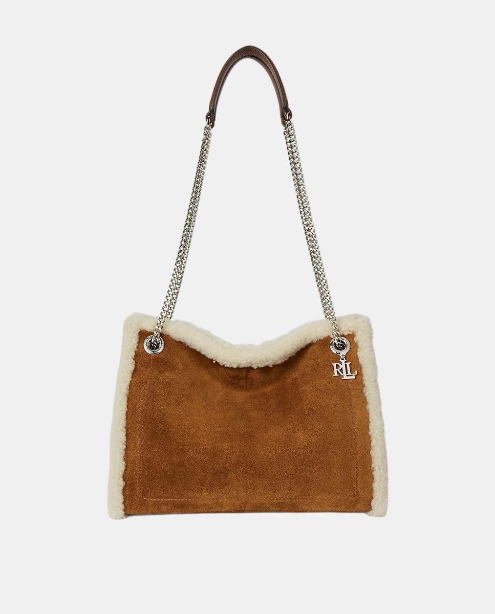 Bolso tote Bradley pequeño de ante con detalles en borrego