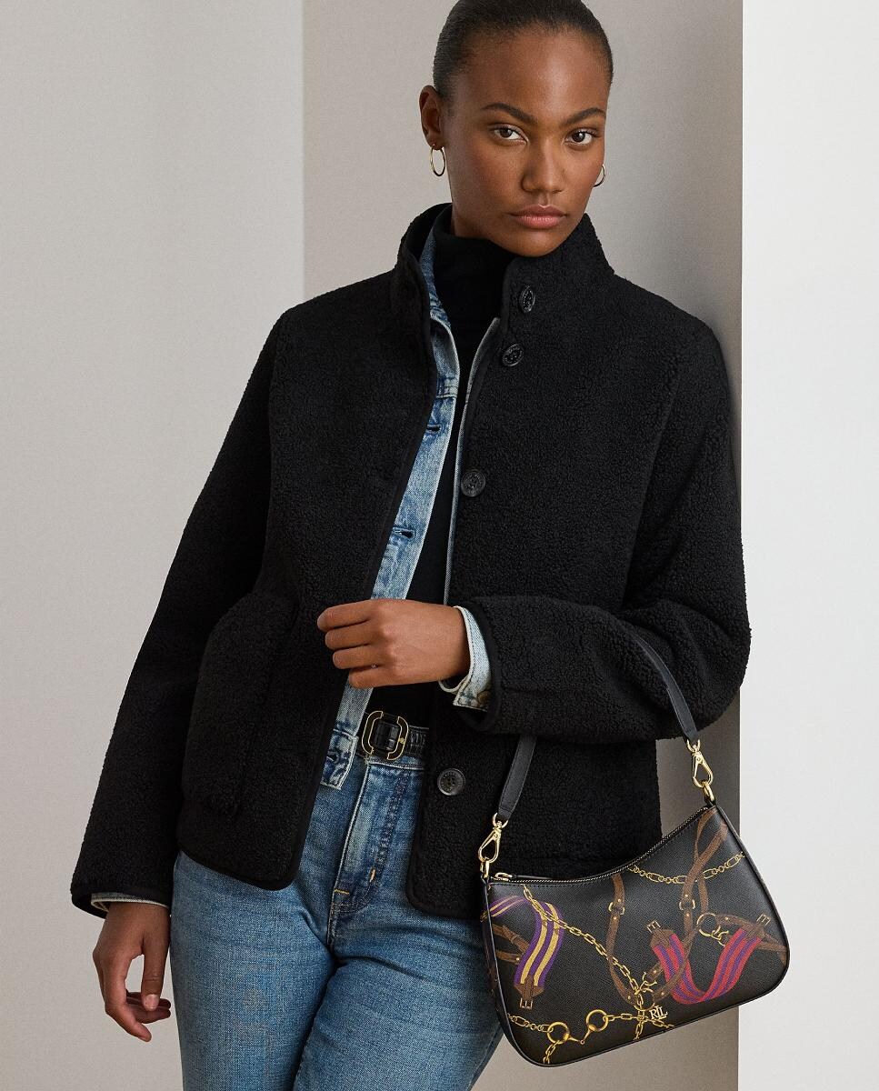 Mala Média Danni em Pele às Riscas Multicolor-5