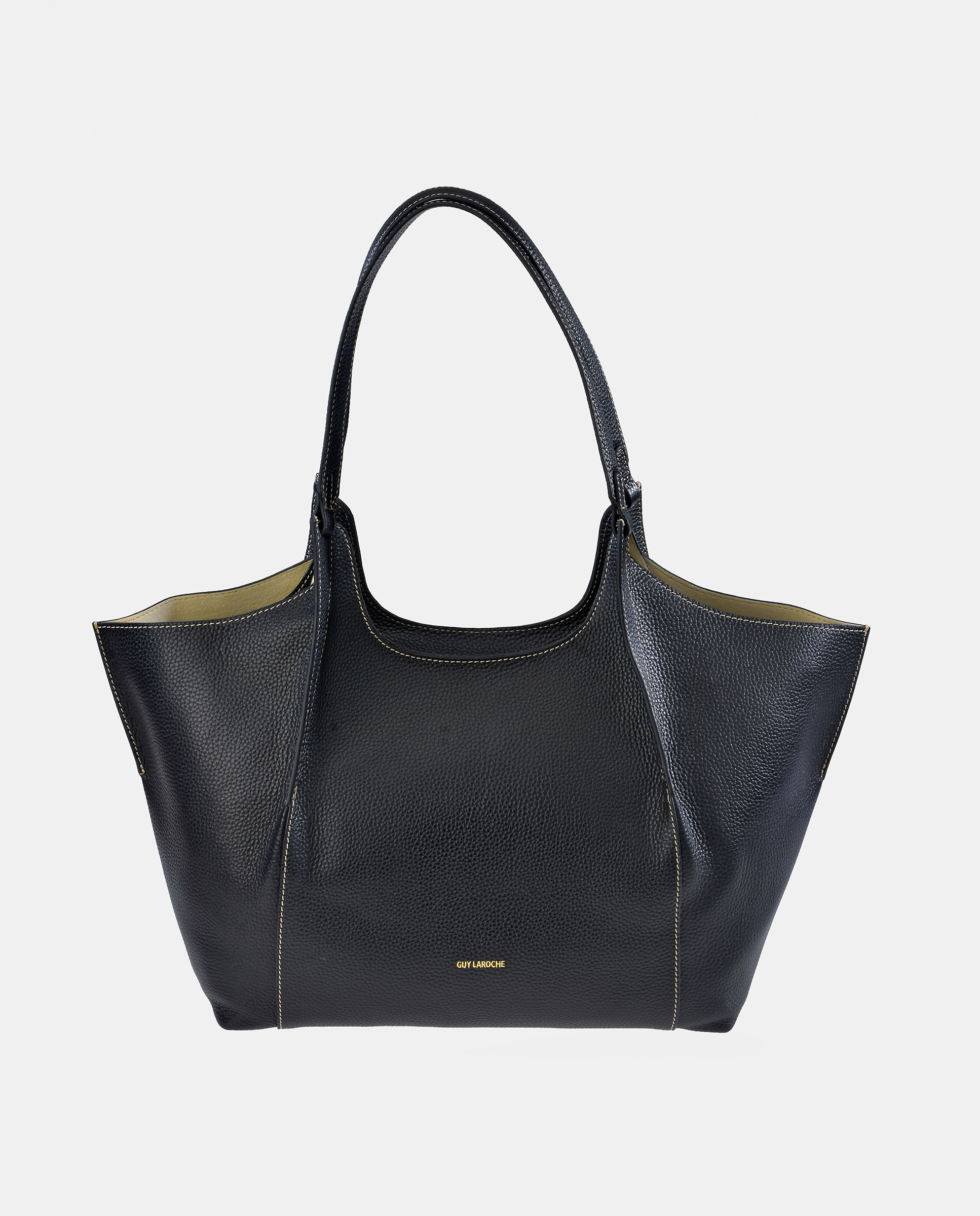 Mala Tipo Tote Grande em Pele com Pouch Interior Preto-1