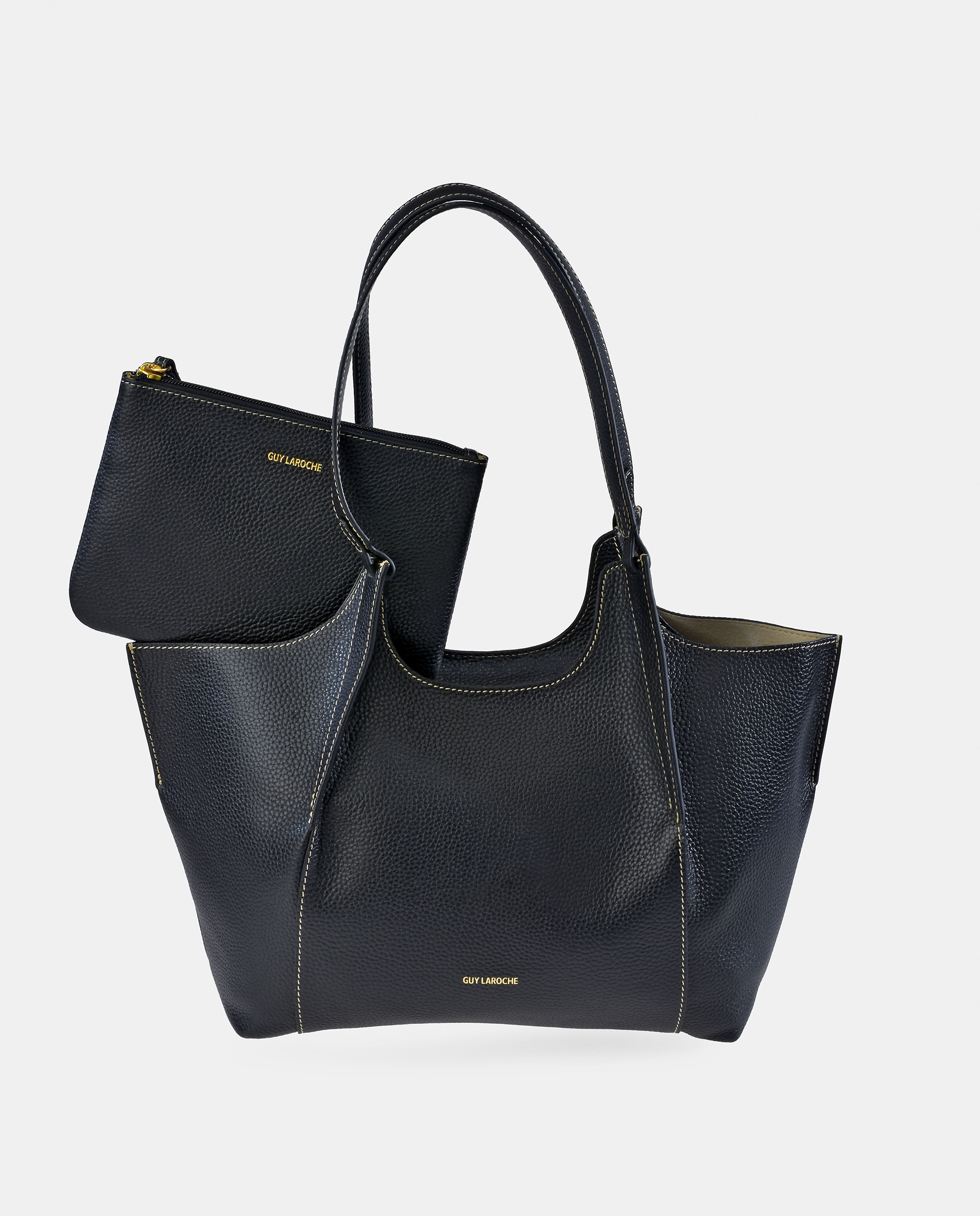 Mala Tipo Tote em Pele com Pouch Interior Preto-4
