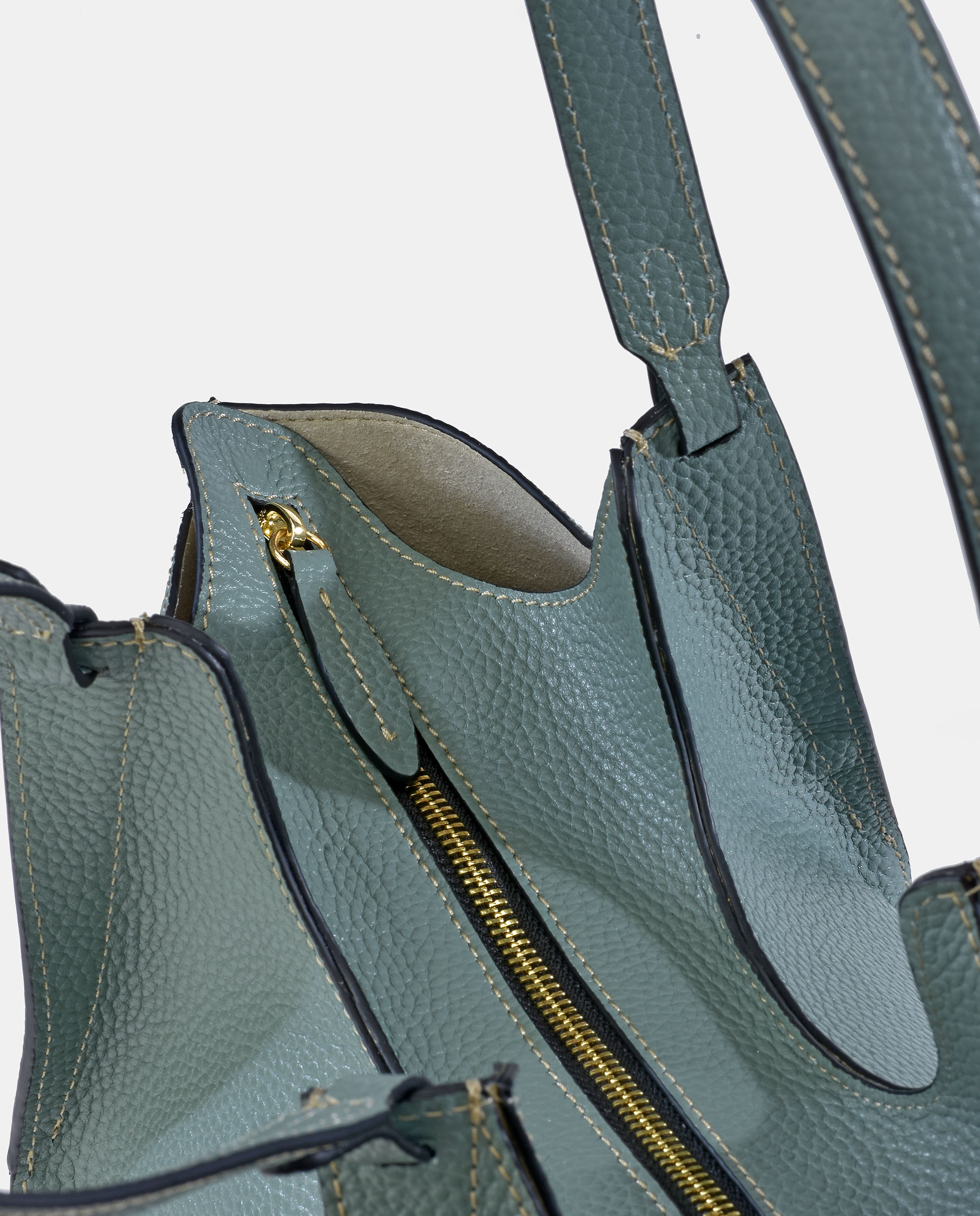 Mala Tipo Tote em Pele com Pouch Interior Azul-claro-3