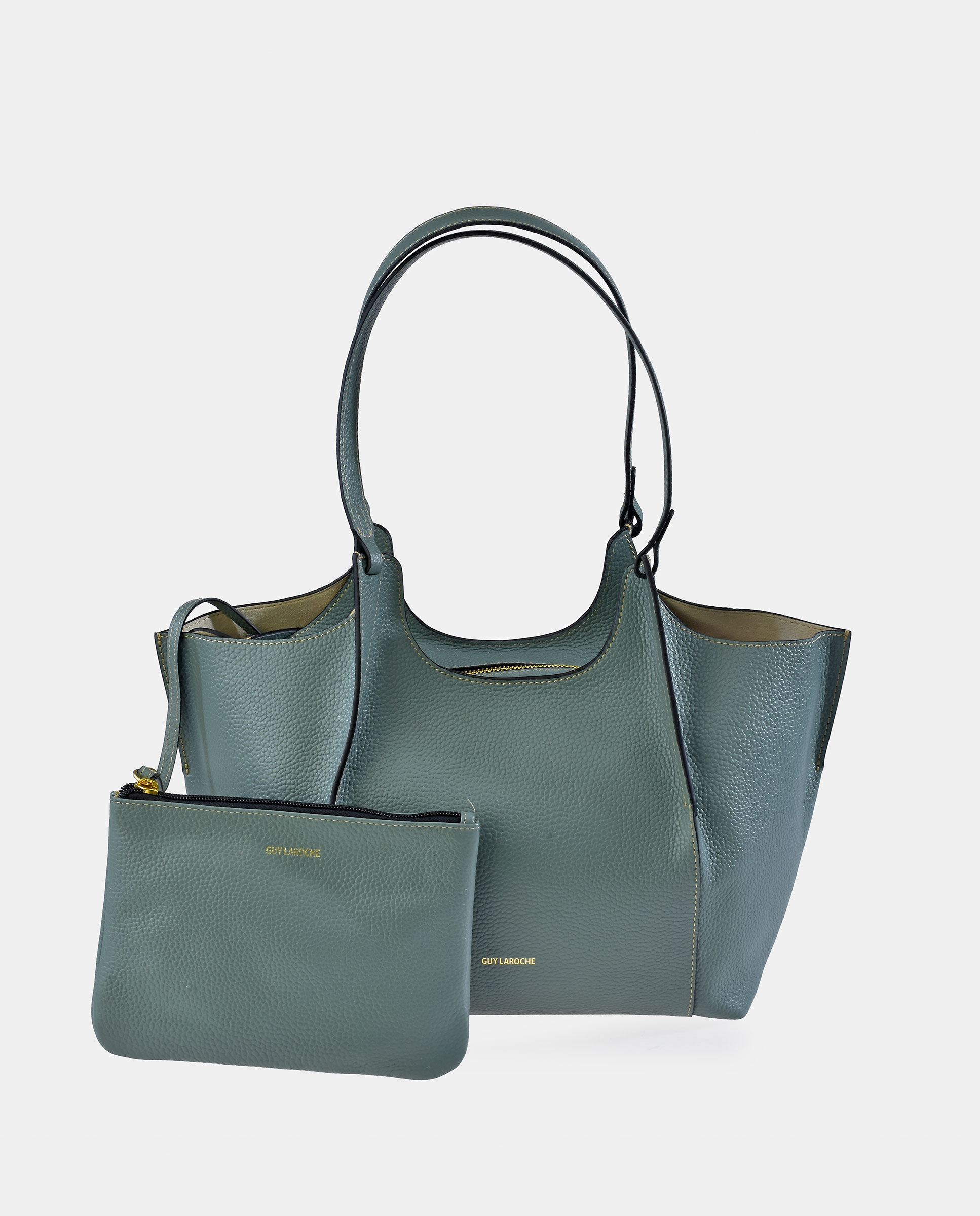 Mala Tipo Tote em Pele com Pouch Interior Azul-claro-4