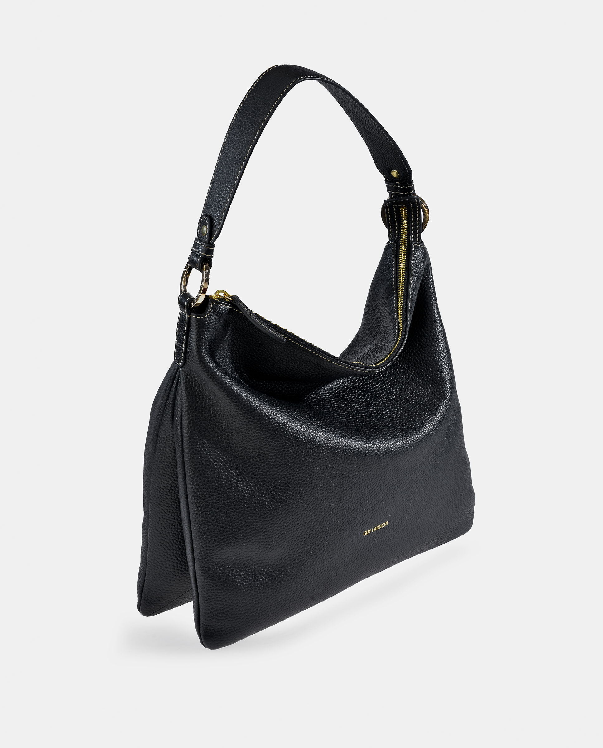 Bolso hobo en piel con cremallera - Guy Laroche - Negro Negro-2