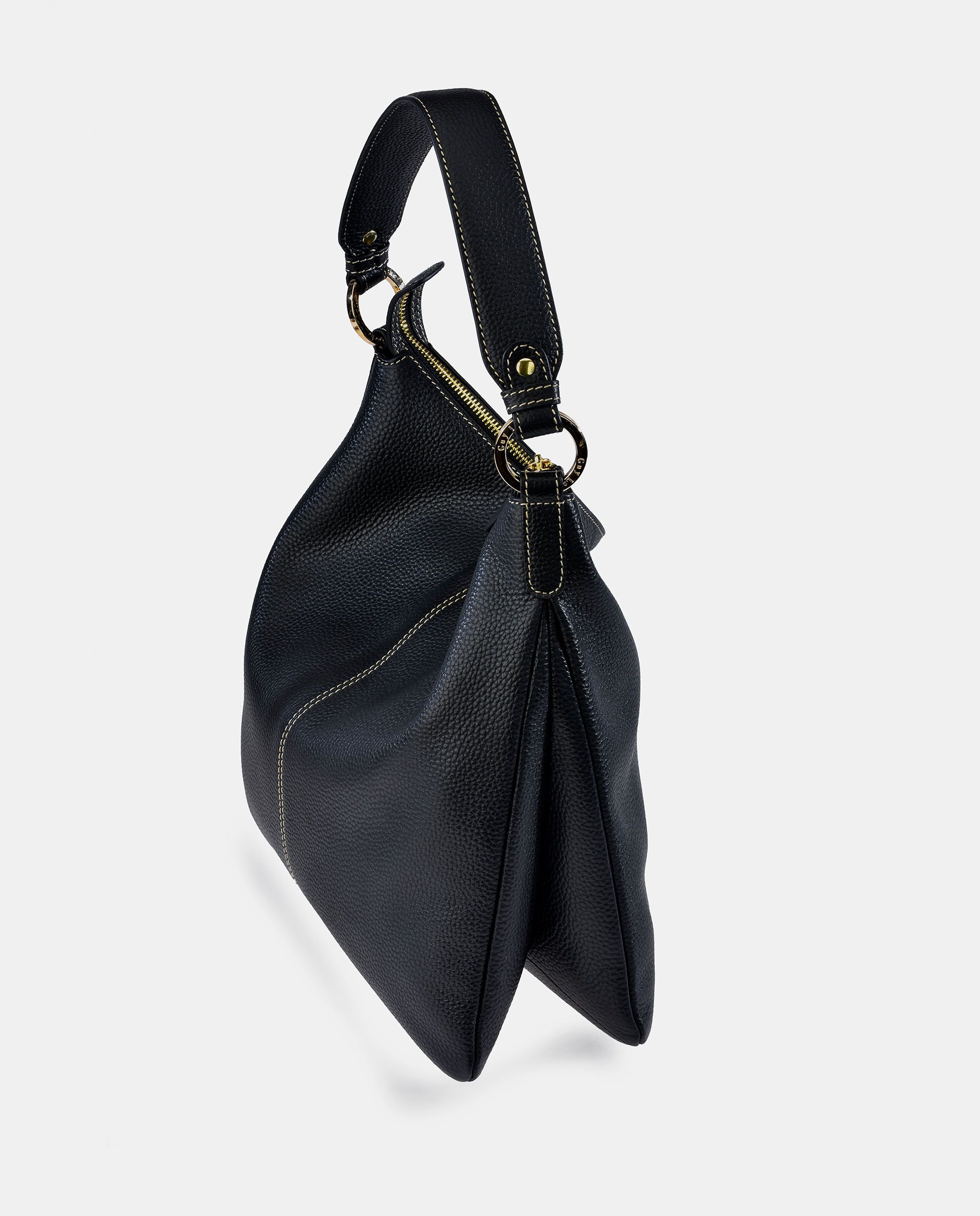 Bolso hobo en piel con cremallera - Guy Laroche - Negro Negro-3