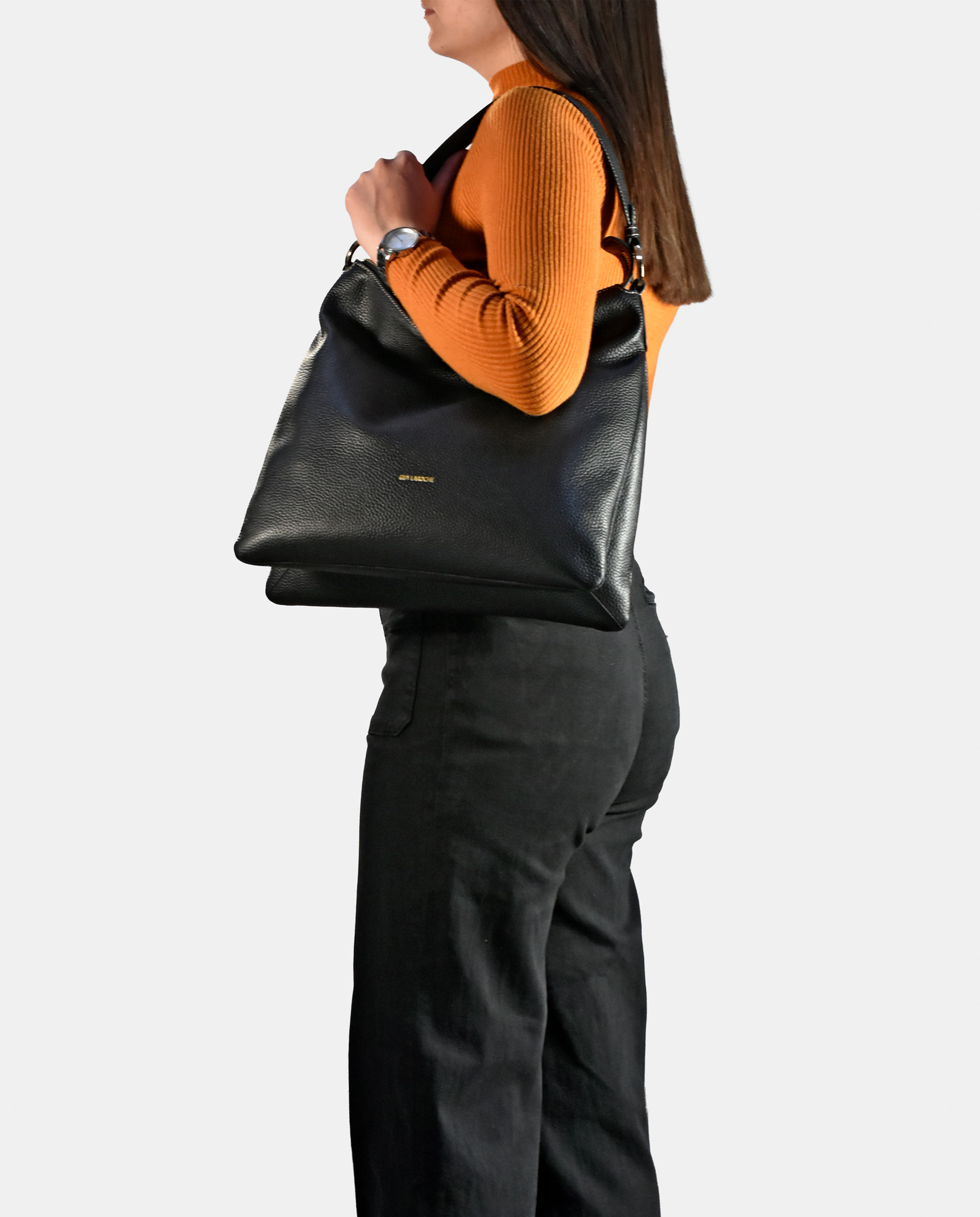 Bolso hobo en piel con cremallera - Guy Laroche - Negro Negro-5
