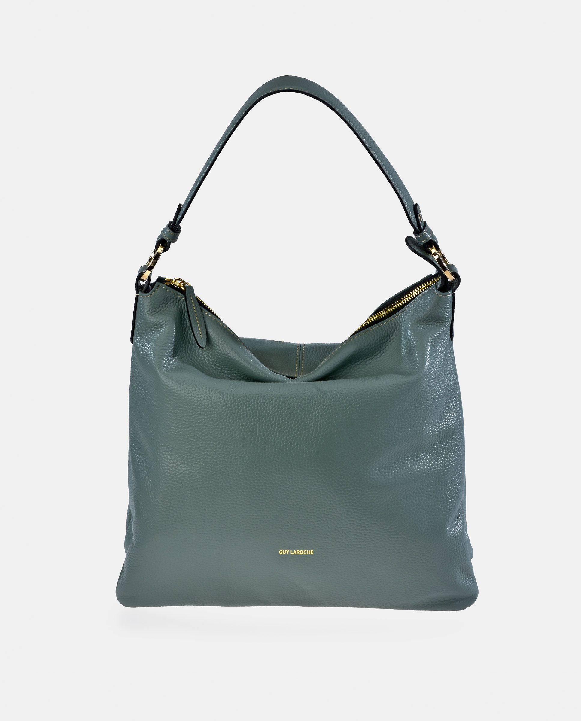 Mala Hobo em Pele com Fecho de Correr Azul-claro-1