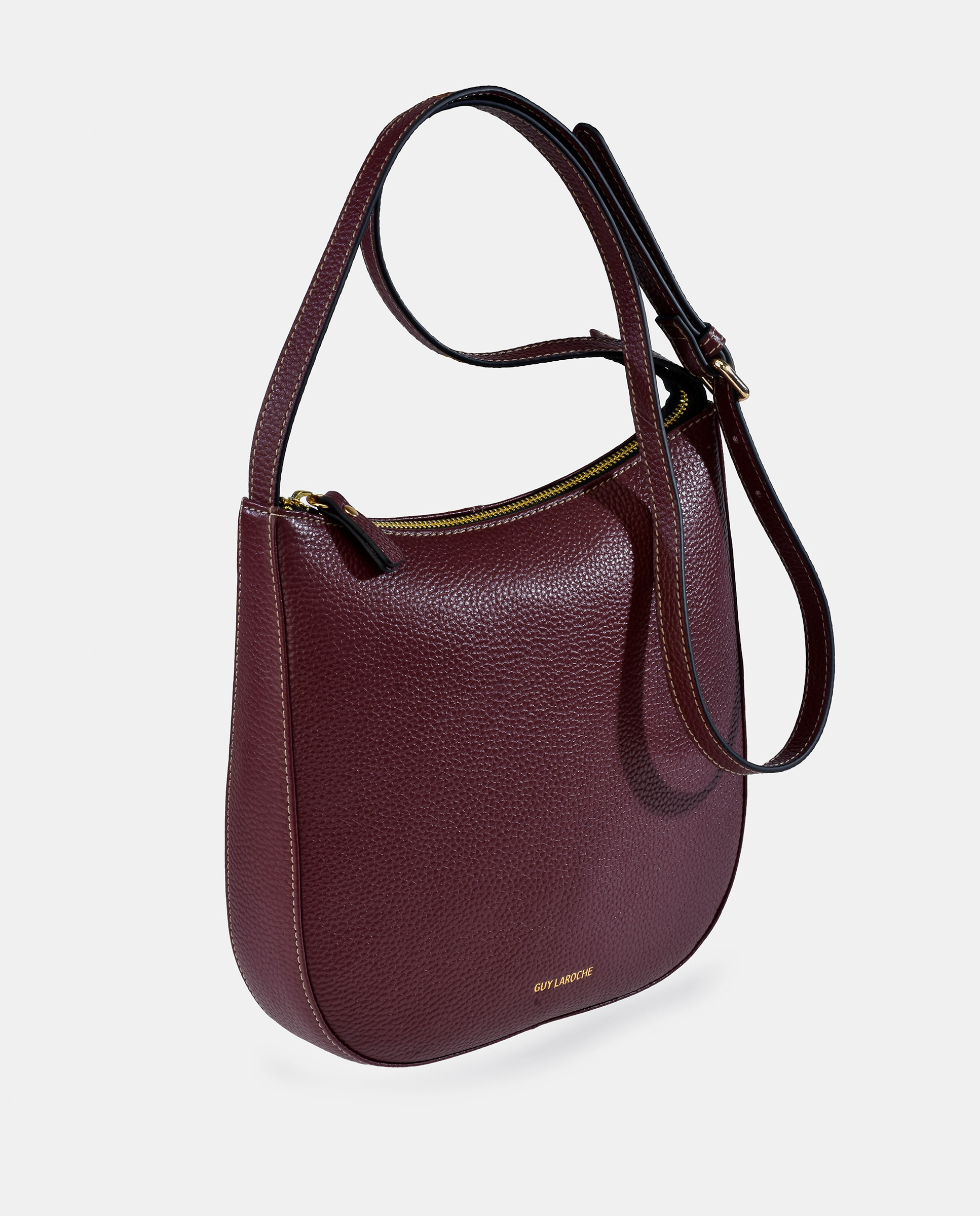 Mala Crossbody em Pele com Bolso Traseiro Bordeaux-2