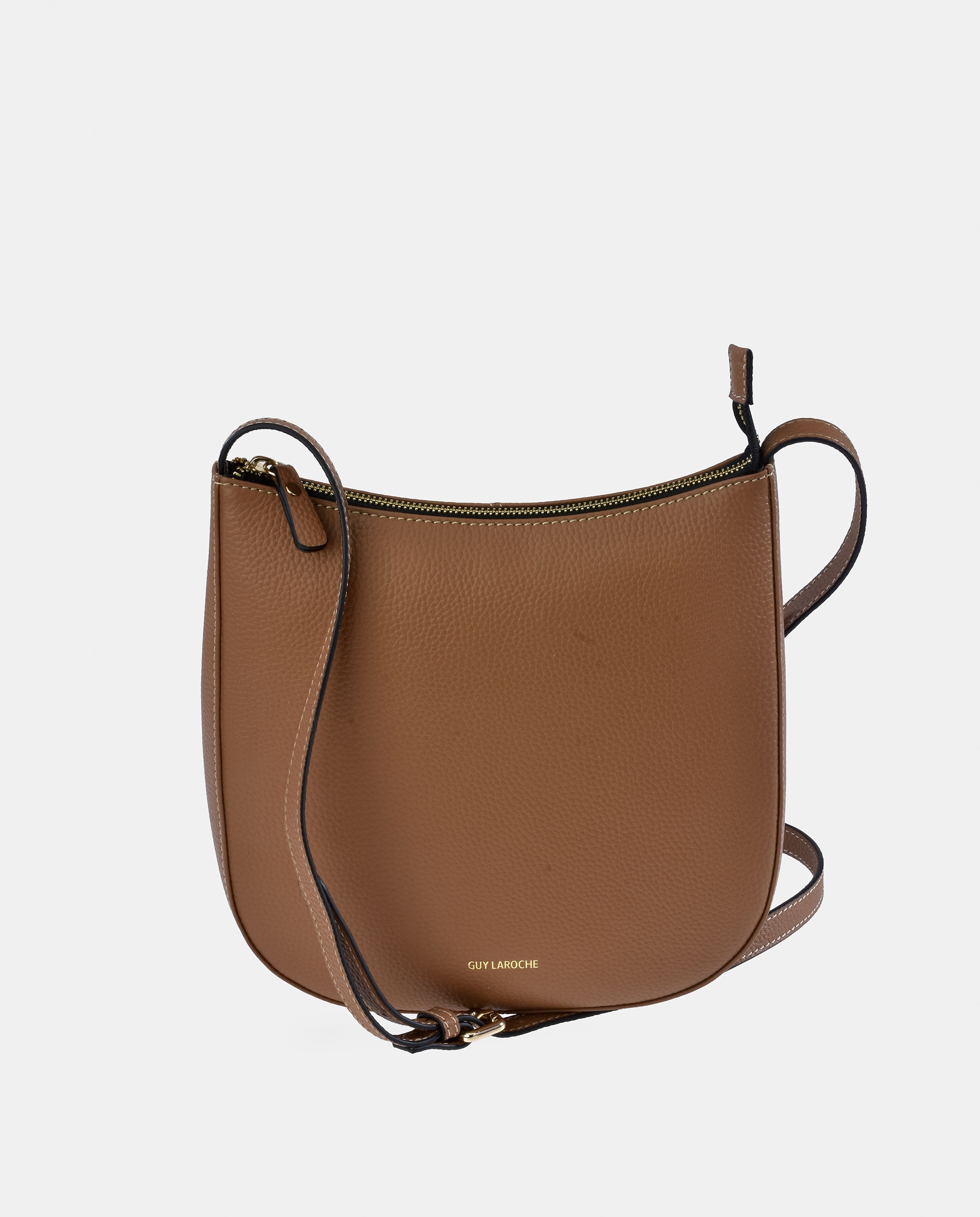 Mala Crossbody em Pele com Bolso Traseiro Camel-1
