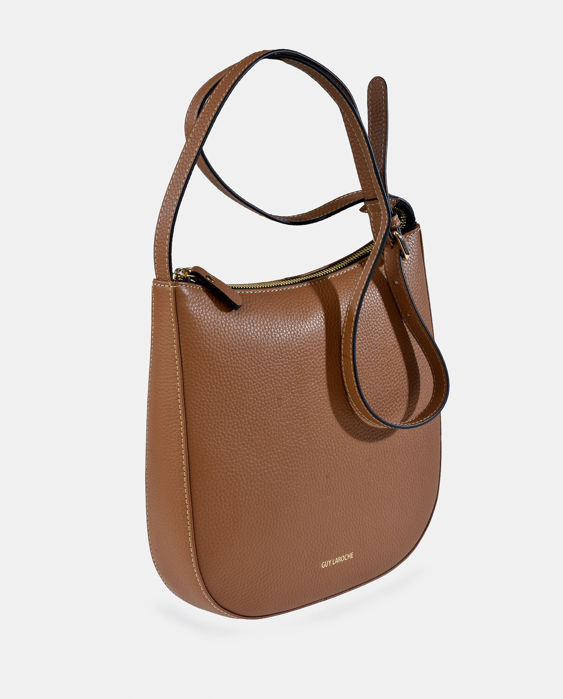 Mala Crossbody em Pele com Bolso Traseiro Camel-2