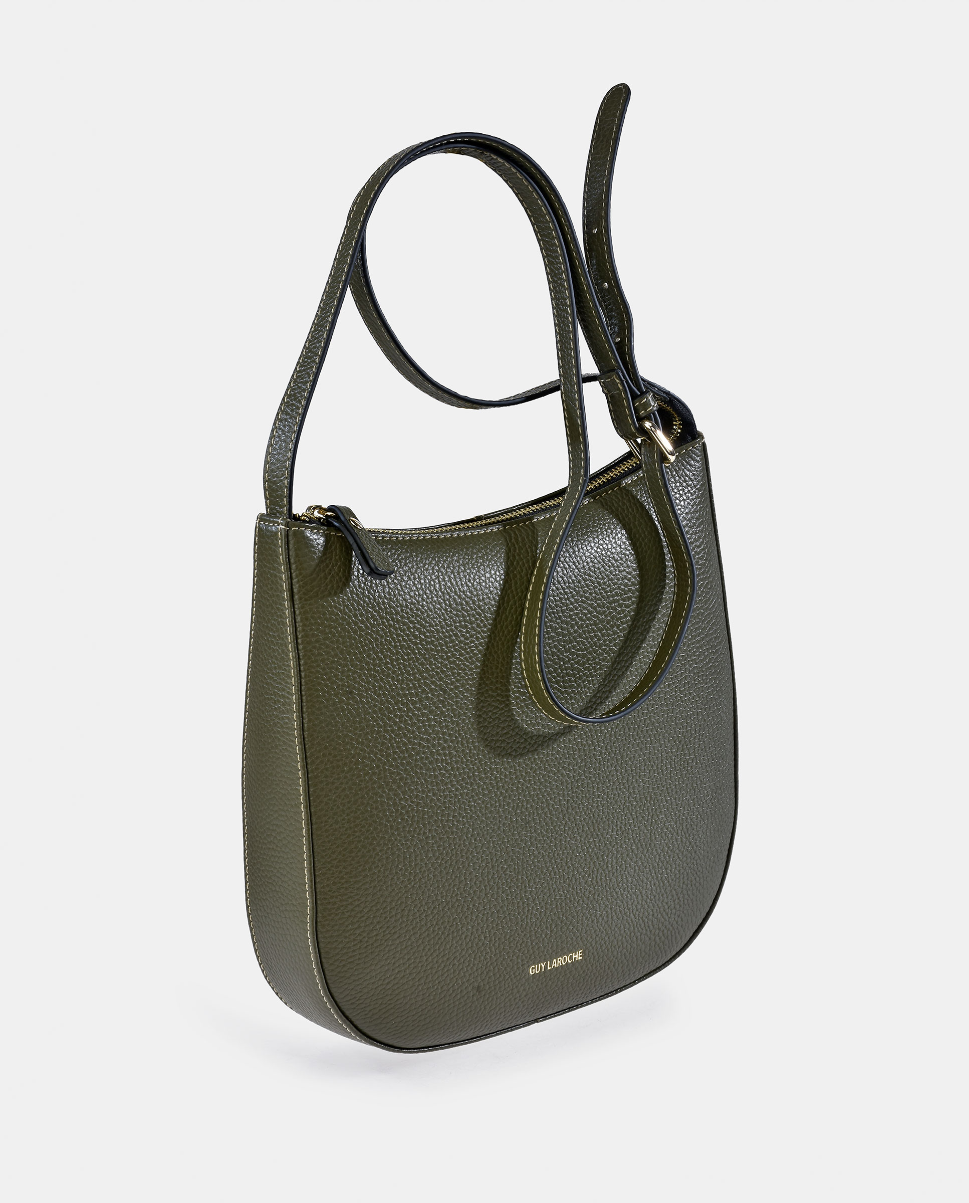 Mala Crossbody em Pele com Bolso Traseiro Verde-escuro-2