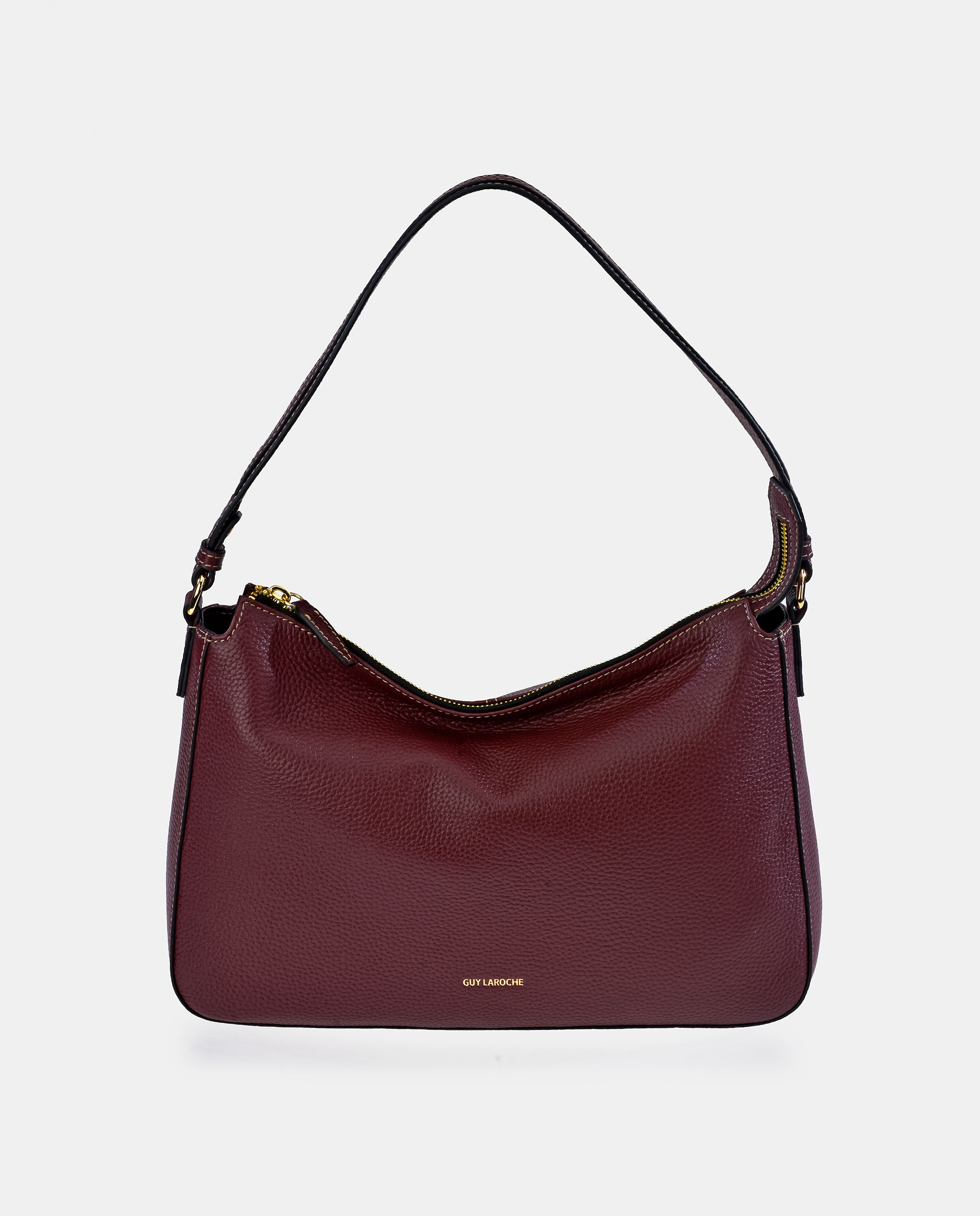 Mala Hobo em Pele com Alça e Alça de Tiracolo Bordeaux-1
