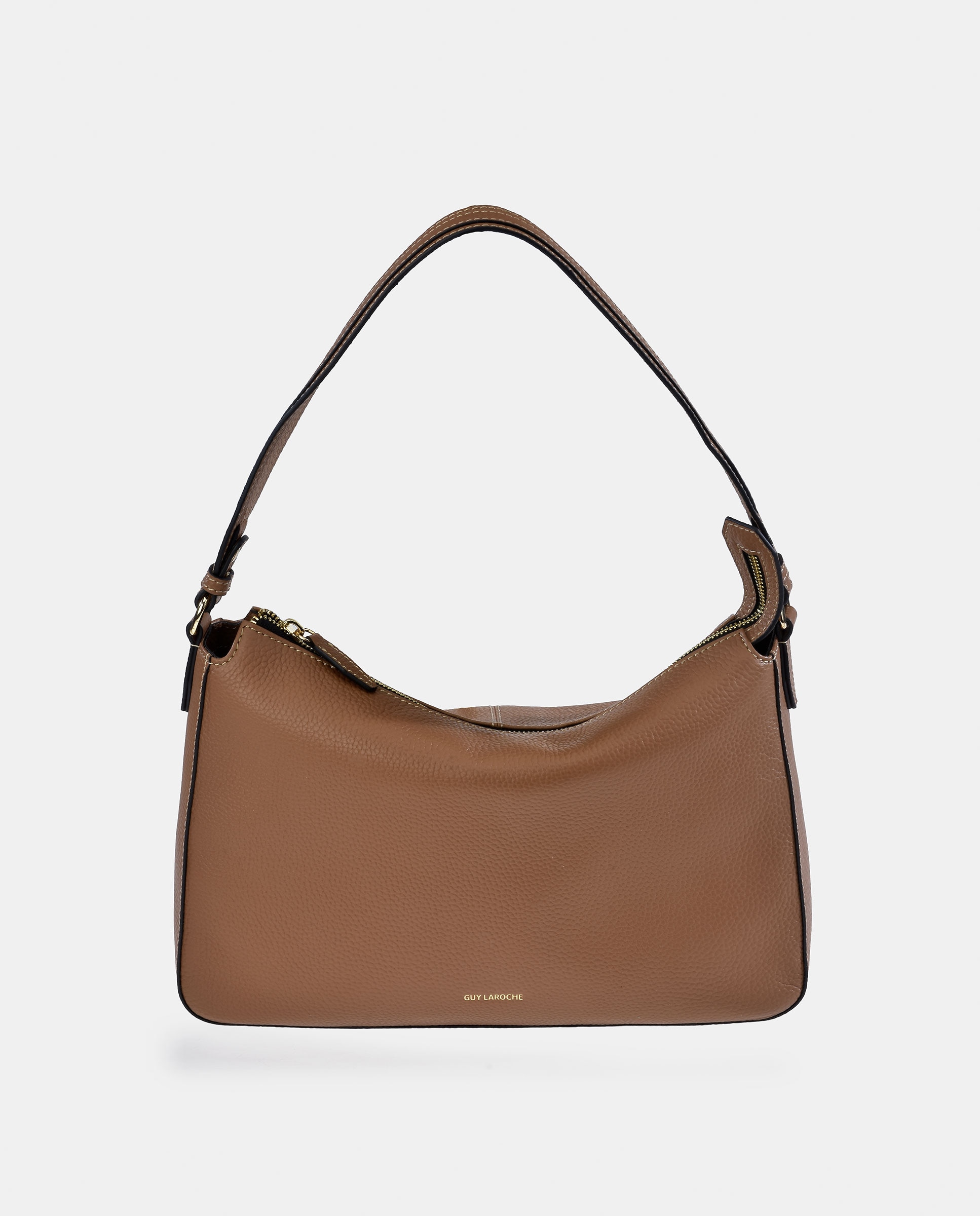 Mala Hobo em Pele com Alça e Alça de Tiracolo Camel-1