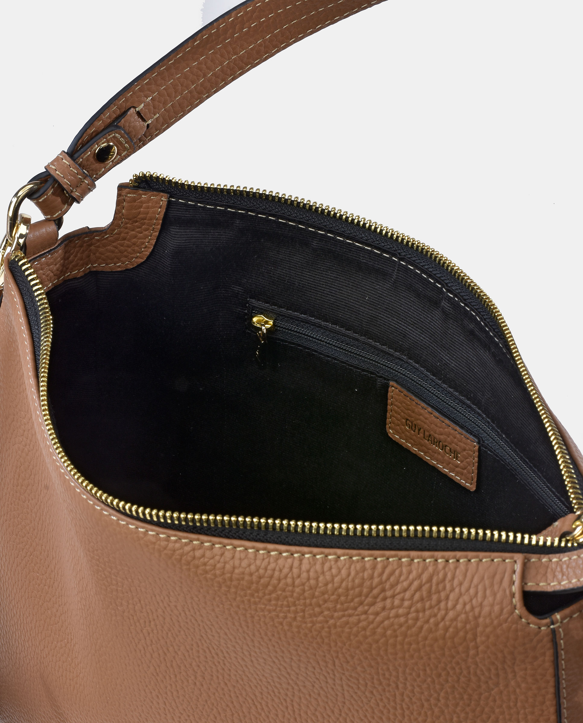 Mala Hobo em Pele com Alça e Alça de Tiracolo Camel-4