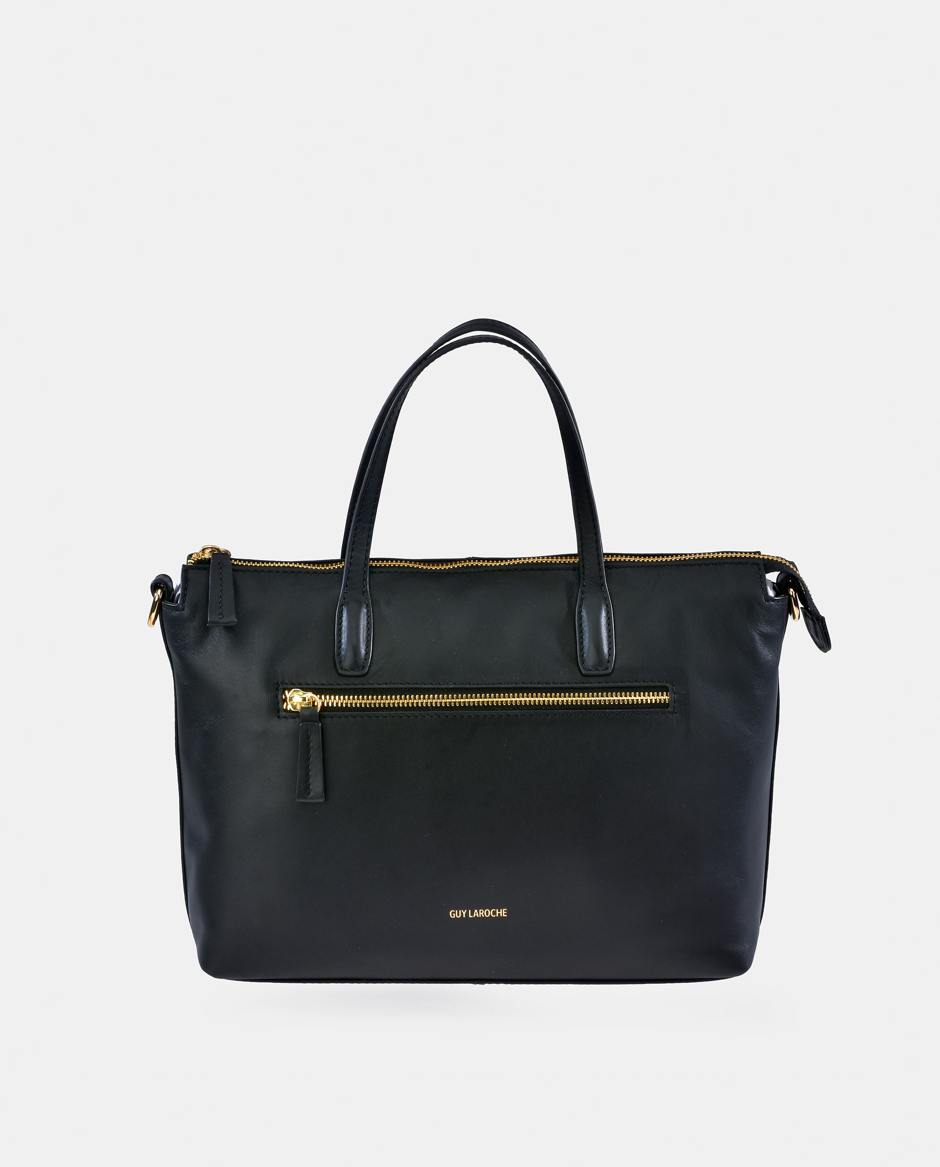 Mala Carryall em Pele com Alça Dupla e Alça de Tiracolo Preto-1