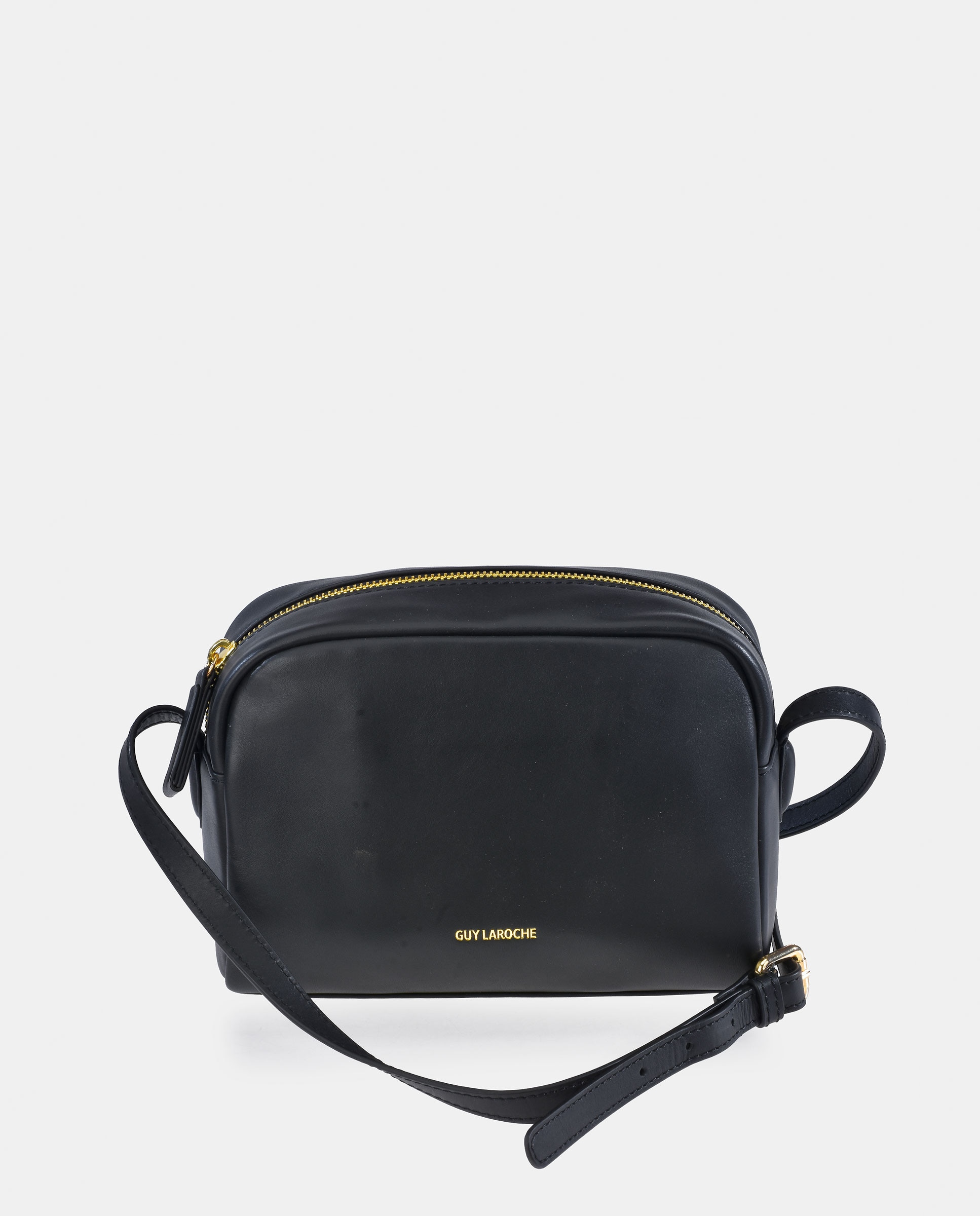 Mala Crossbody em Pele com Fecho de Correr Preto-1