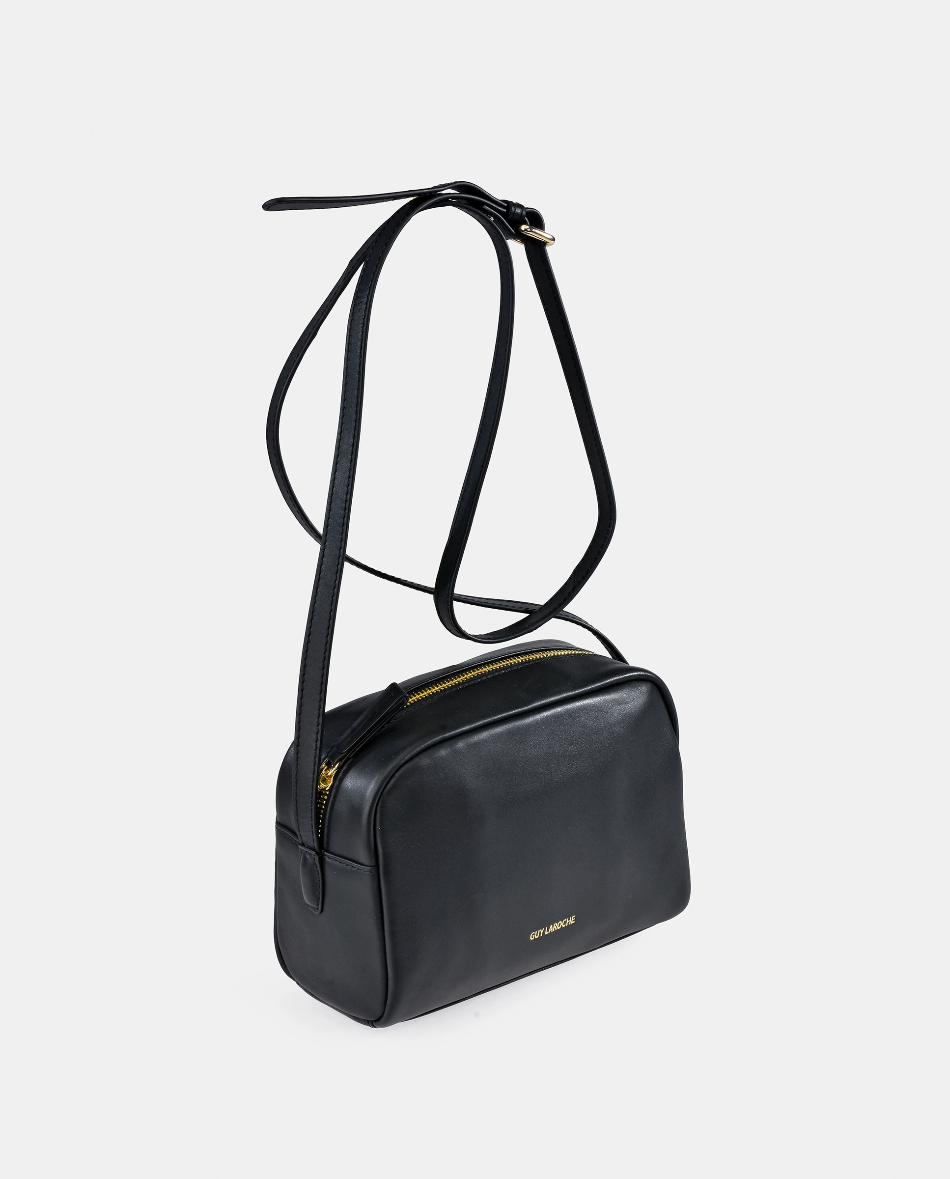 Mala Crossbody em Pele com Fecho de Correr Preto-2