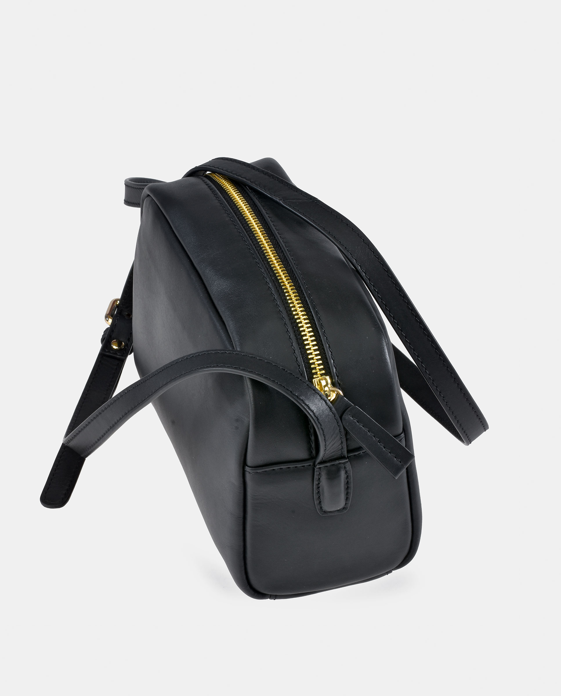 Mala Crossbody em Pele com Fecho de Correr Preto-3