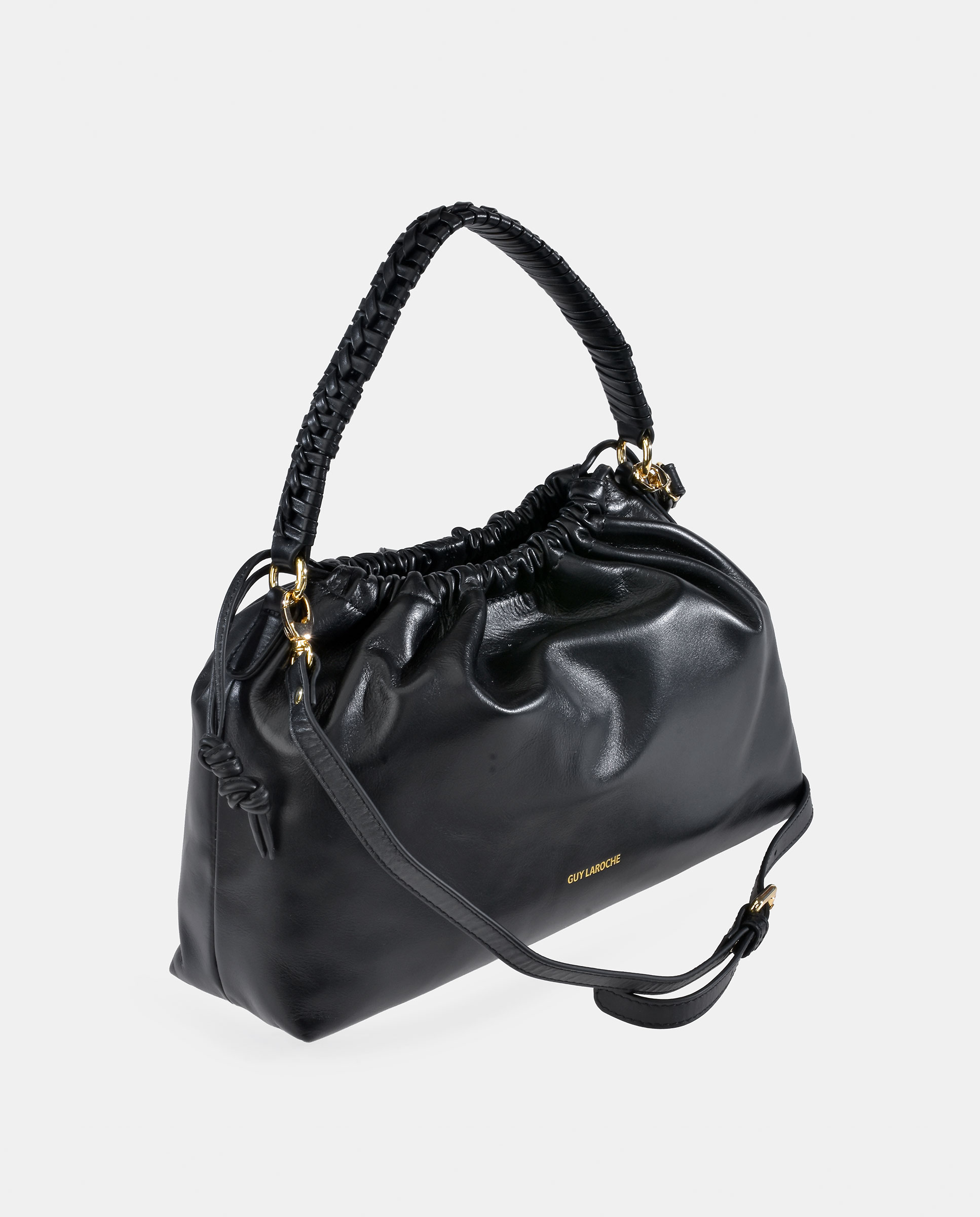 Bolso bucket en piel con cierre magnético y cordón - Guy Laroche - Negro Negro-2