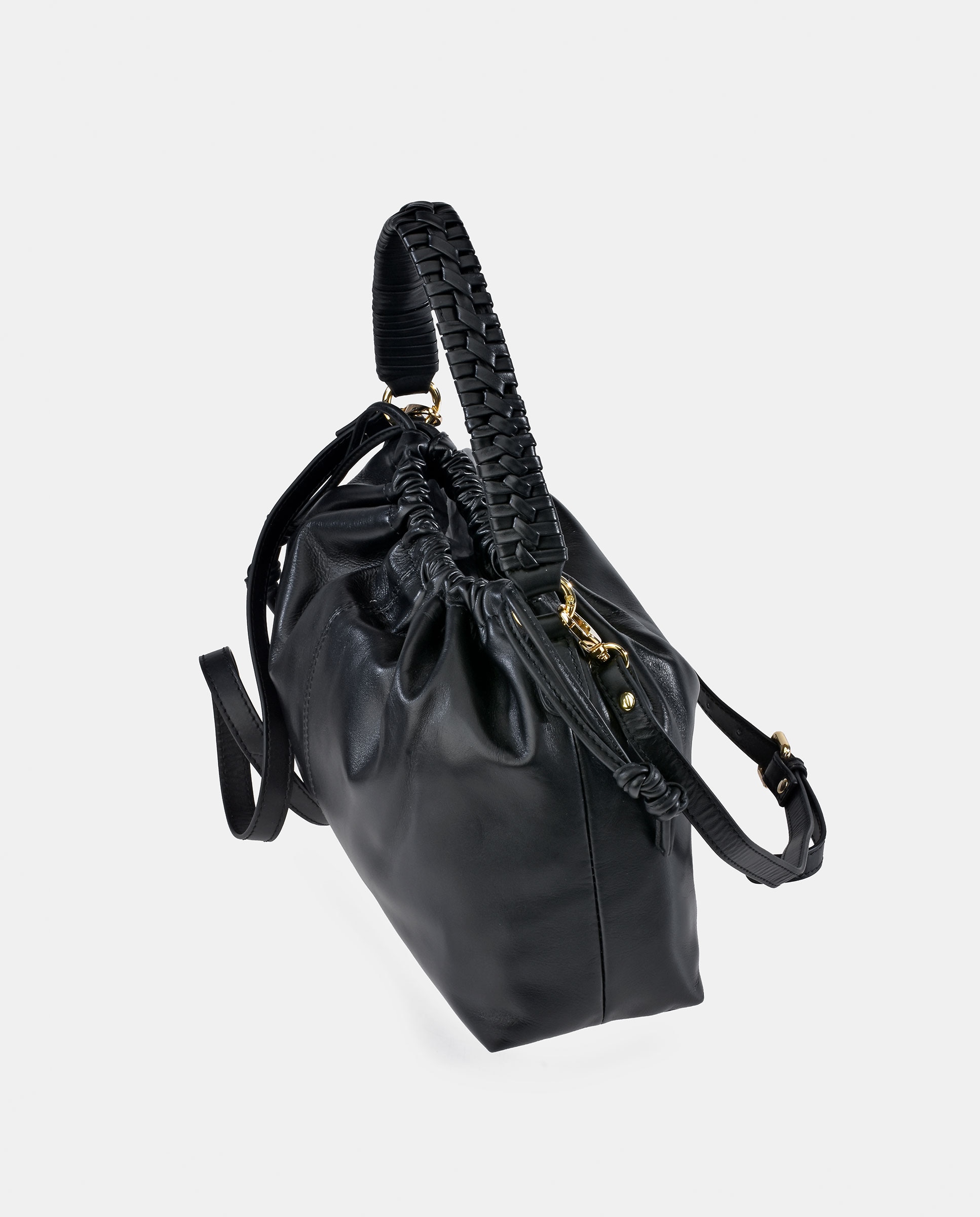 Bolso bucket en piel con cierre magnético y cordón - Guy Laroche - Negro Negro-3