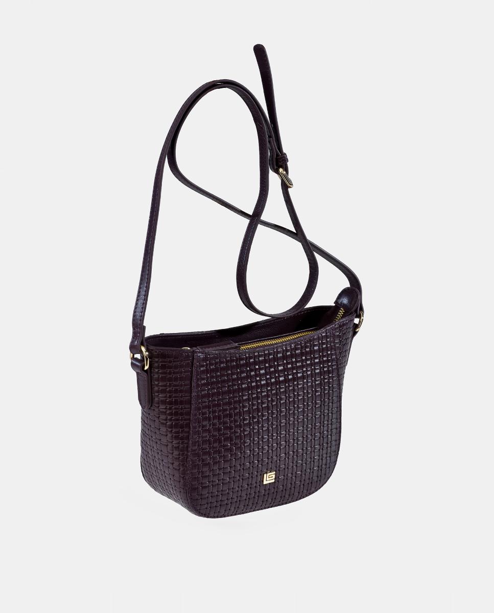 Mala Crossbody em Pele - Preto Bordeaux-2