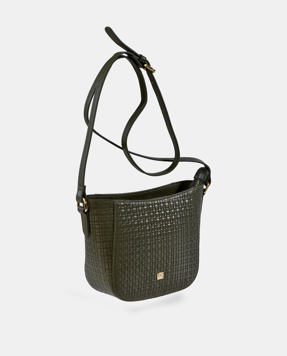 Mala Crossbody em Pele - Preto Verde-escuro-2