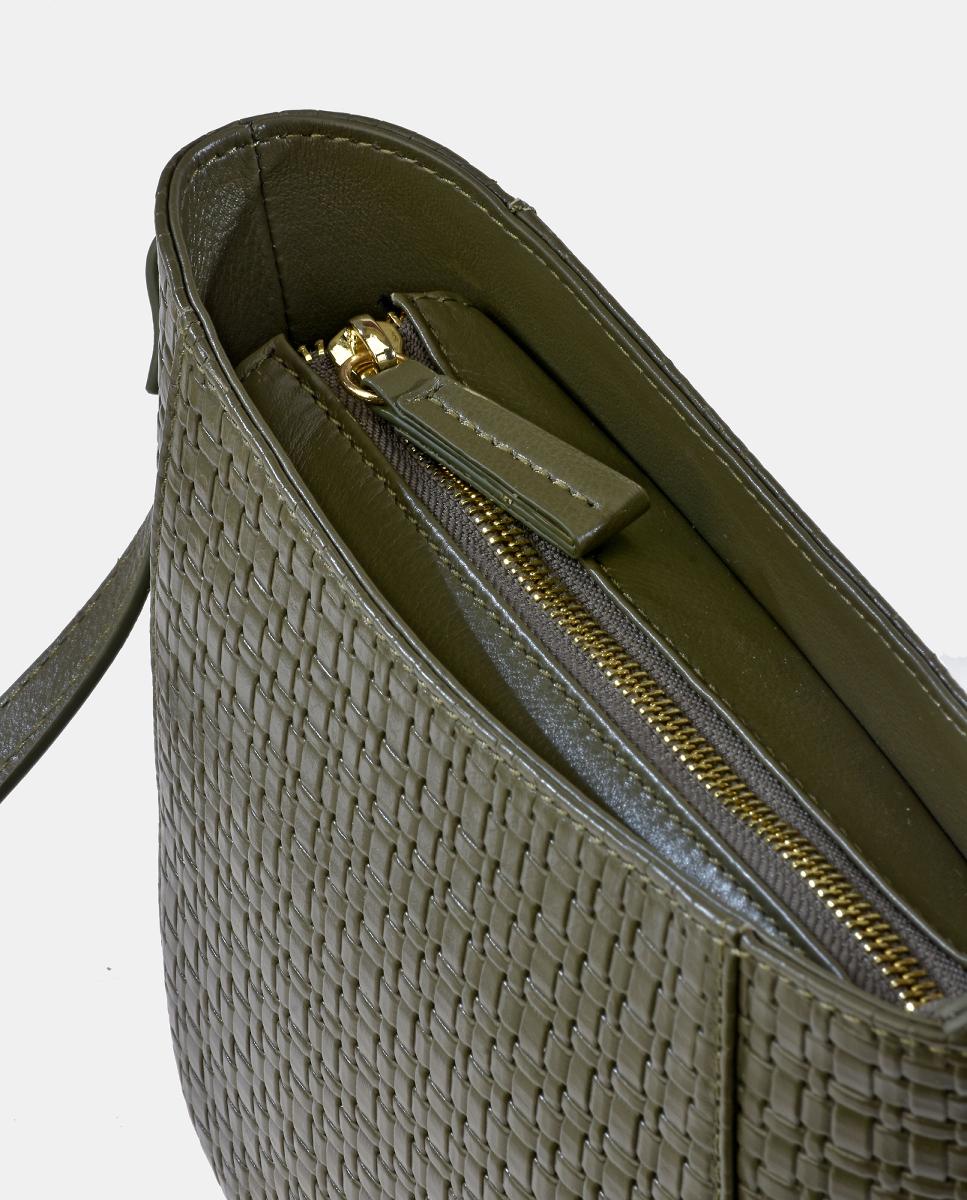 Mala Crossbody em Pele - Preto Verde-escuro-4