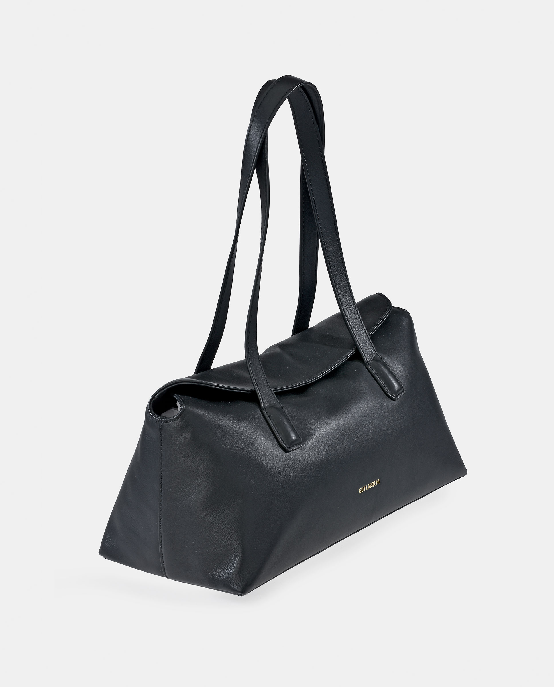 Mala Shopper Compacta em Pele com Alça Dupla Preto-2