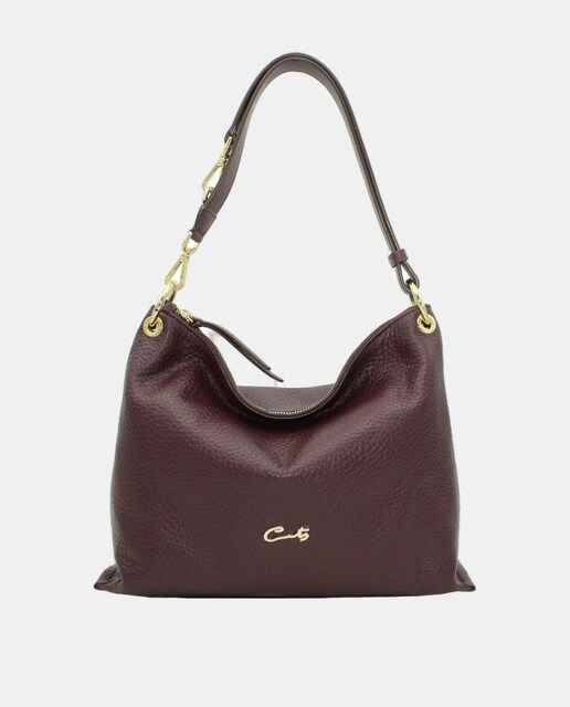 Imagem 0 de Mala Hobo em Pele com Fecho de Correr