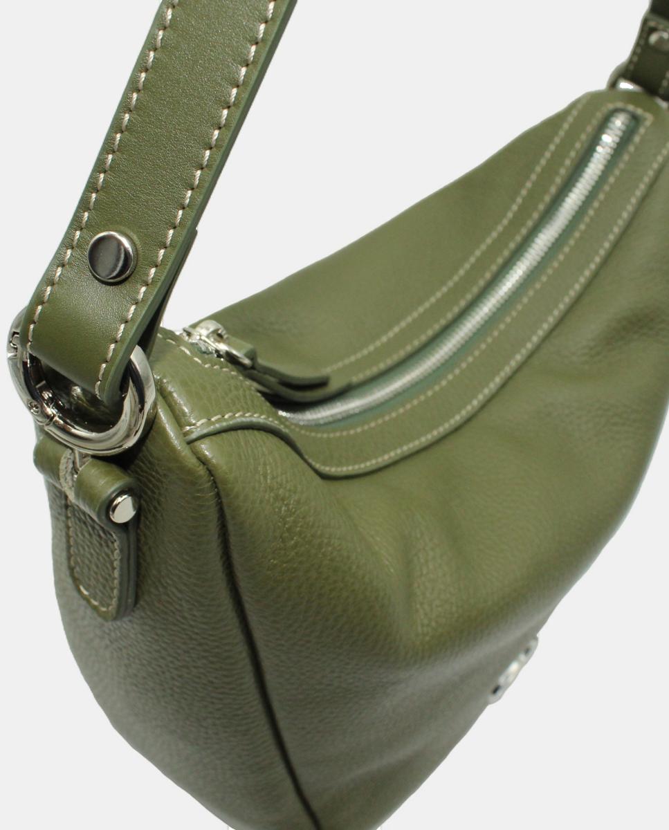 Mala Hobo em Pele Rendilhada Verde-escuro-3