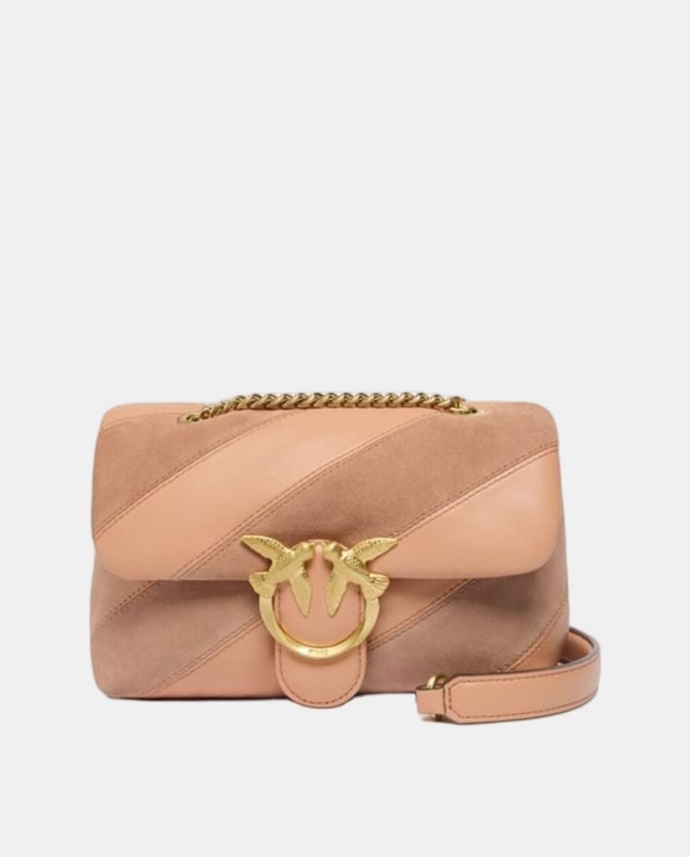 Mala Puff Acolchoada Mini em Combinação de Camurça Salmão-1