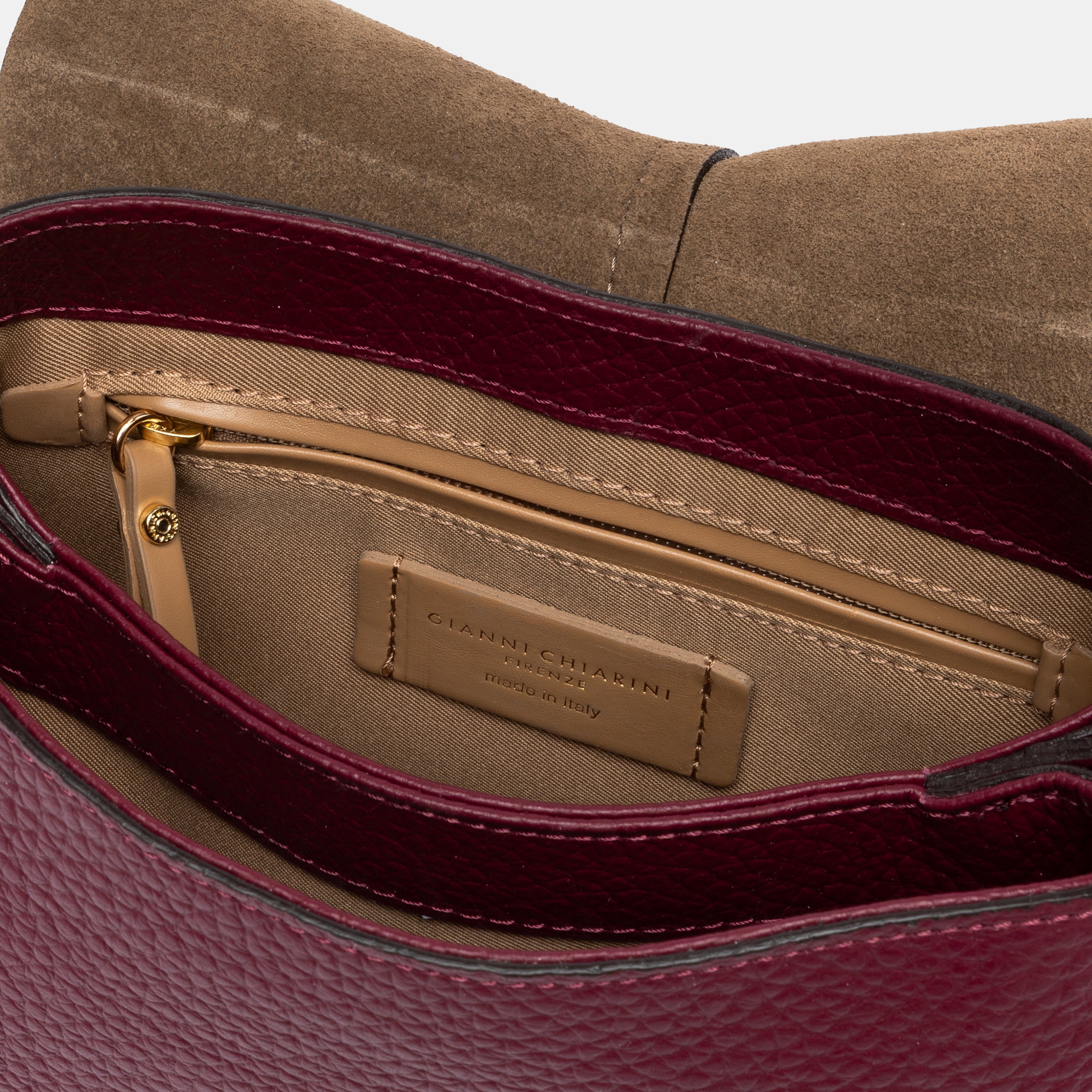 Mala de Ombro em Pele com Alça e Correia Amovíveis Bordeaux-3