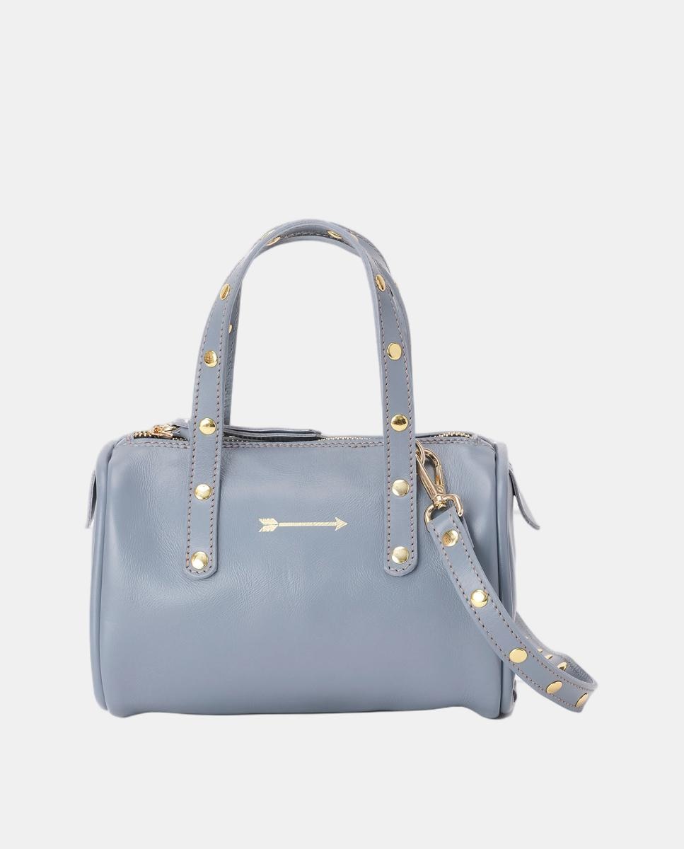 Imagem 0 de Mala Tipo Bowling Média em Pele com Tachas Douradas